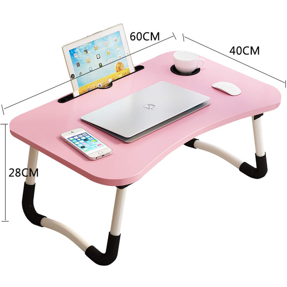VebaCidi Twin Bed Desks with Drawer & Holder - Black & Pink for Dorm & Home Office