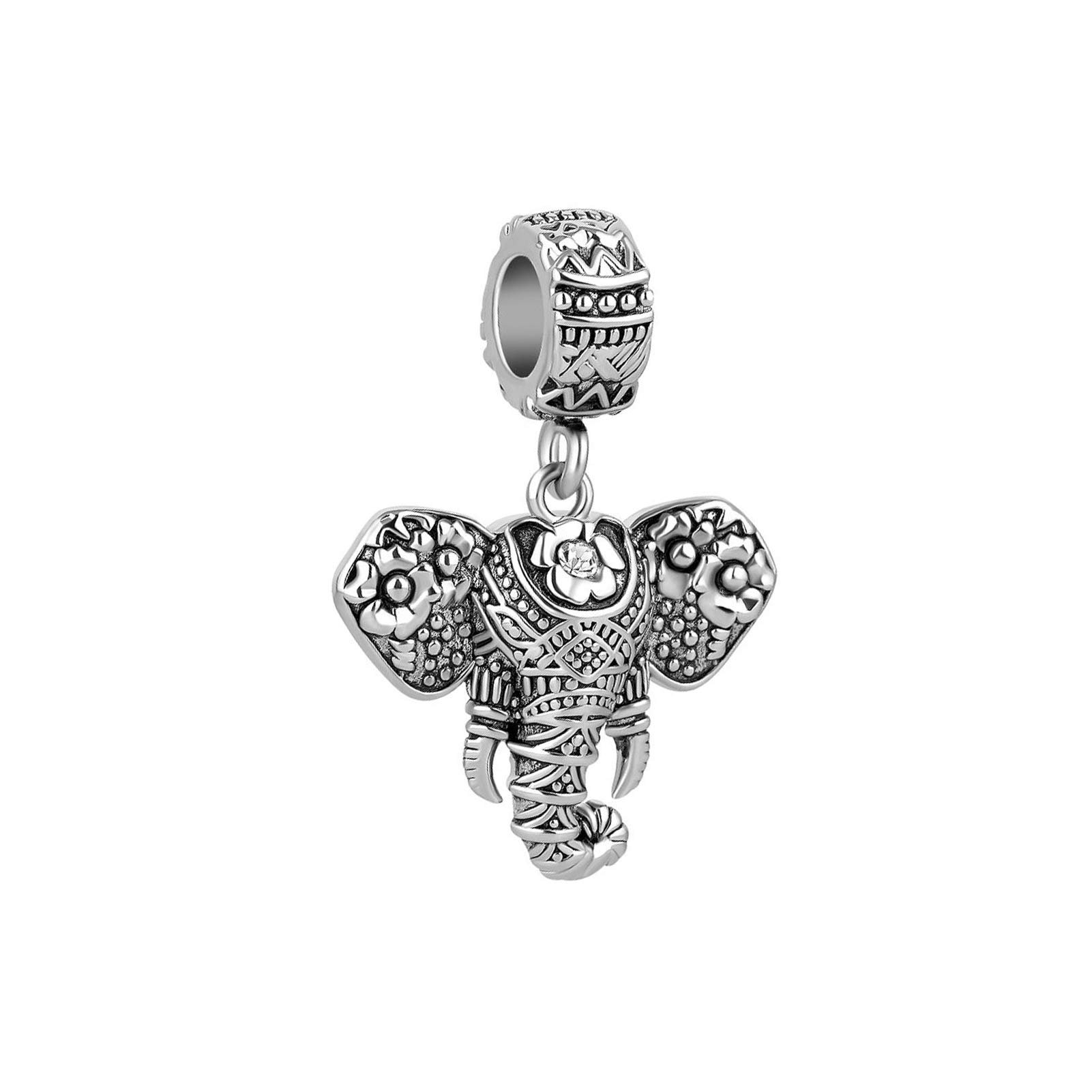 LSxAB Lucky Elephant Charm for Pandora Bracelets - Elegant Silver Elephant Pendant for Jewelry Making & DIY Gifts - Perfect for Birthdays, Anniversaries & Special Occasions
