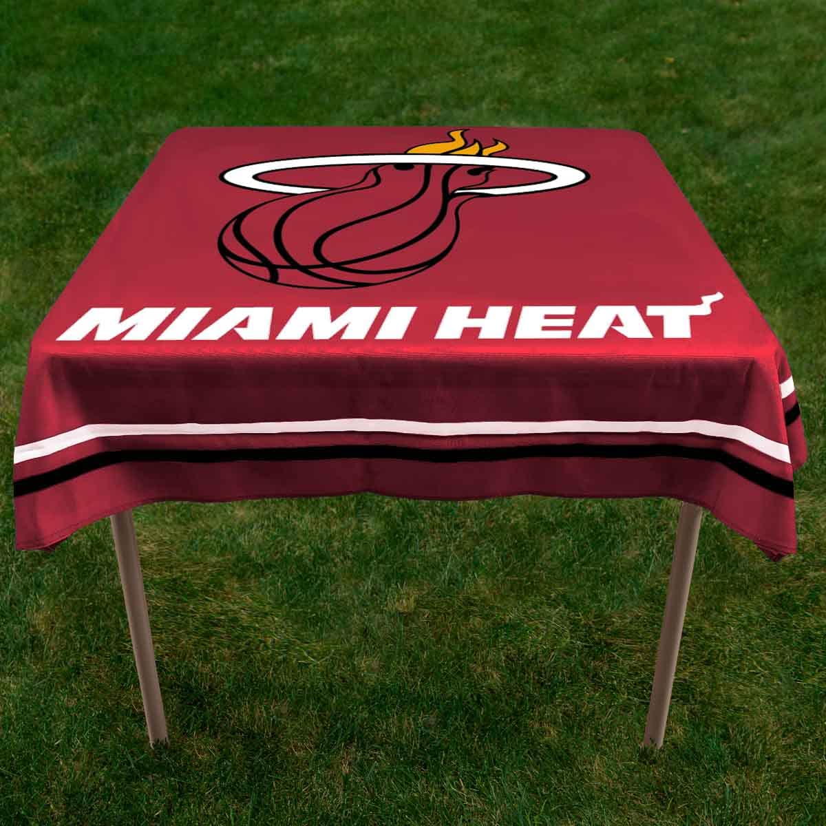 WinCraft Miami Heat Logo Tablecloth - Premium Square Table Cover Overlay for NBA Games, Parties & Home Decor
