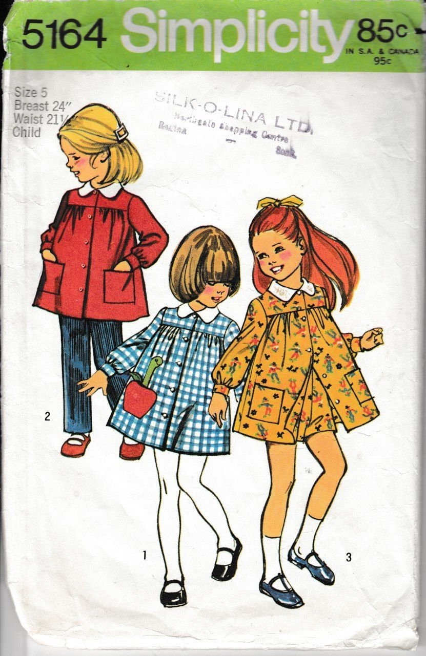 Simplicity 5164 Vintage 1970's Little Girls Smock Dress & Pants Sewing Pattern - DIY Retro Children's Clothing for Parties & Photo Shoots