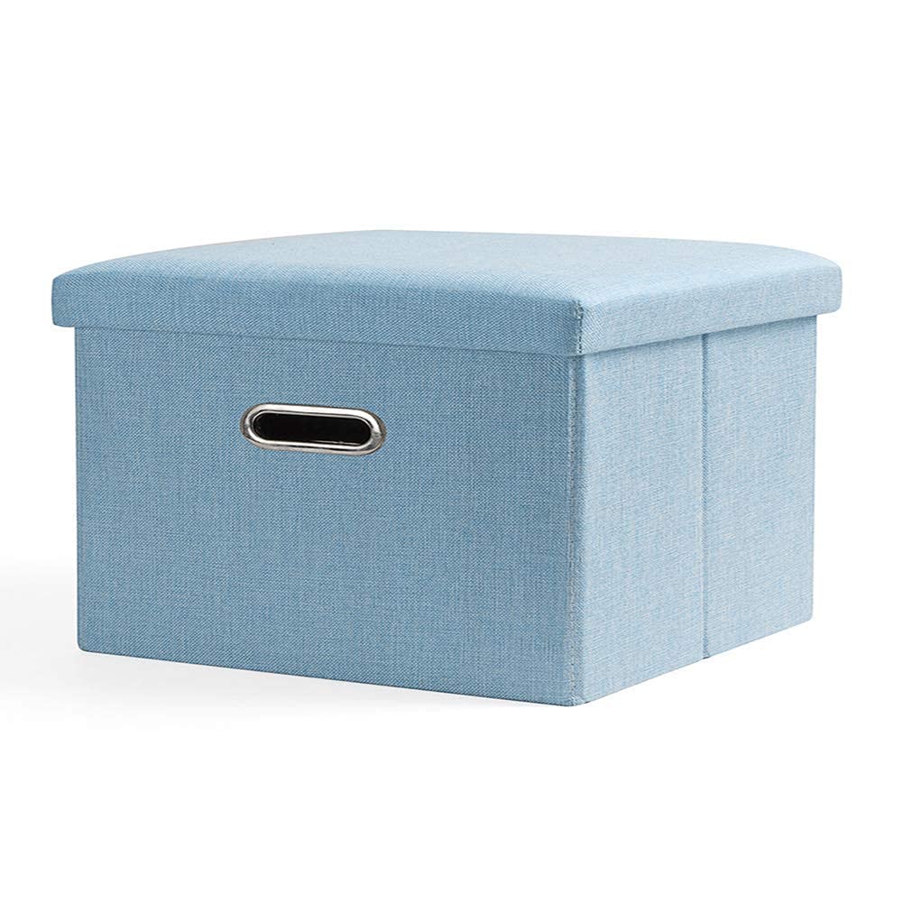 Foldable Storage Ottoman Cube - Durable Footstool Footrest with Hole Handles, Strong Toy Box & Coffee Table, Modern Stool Seat (Sky Blue, 40x25x25cm/16x10x10in) - Perfect for Living Room, Bedroom & Nursery Organization