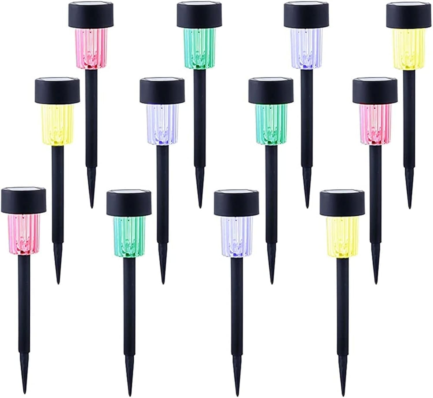 12 Pack Solar Pathway Lights Outdoor - Auto Color Changing Solar Powered Landscape Lights for Lawn, Yard, Walkway, Driveway, Garden & Patio Decor - Waterproof RGB LED Solar Lights for Pathway, Deck & Backyard Lighting