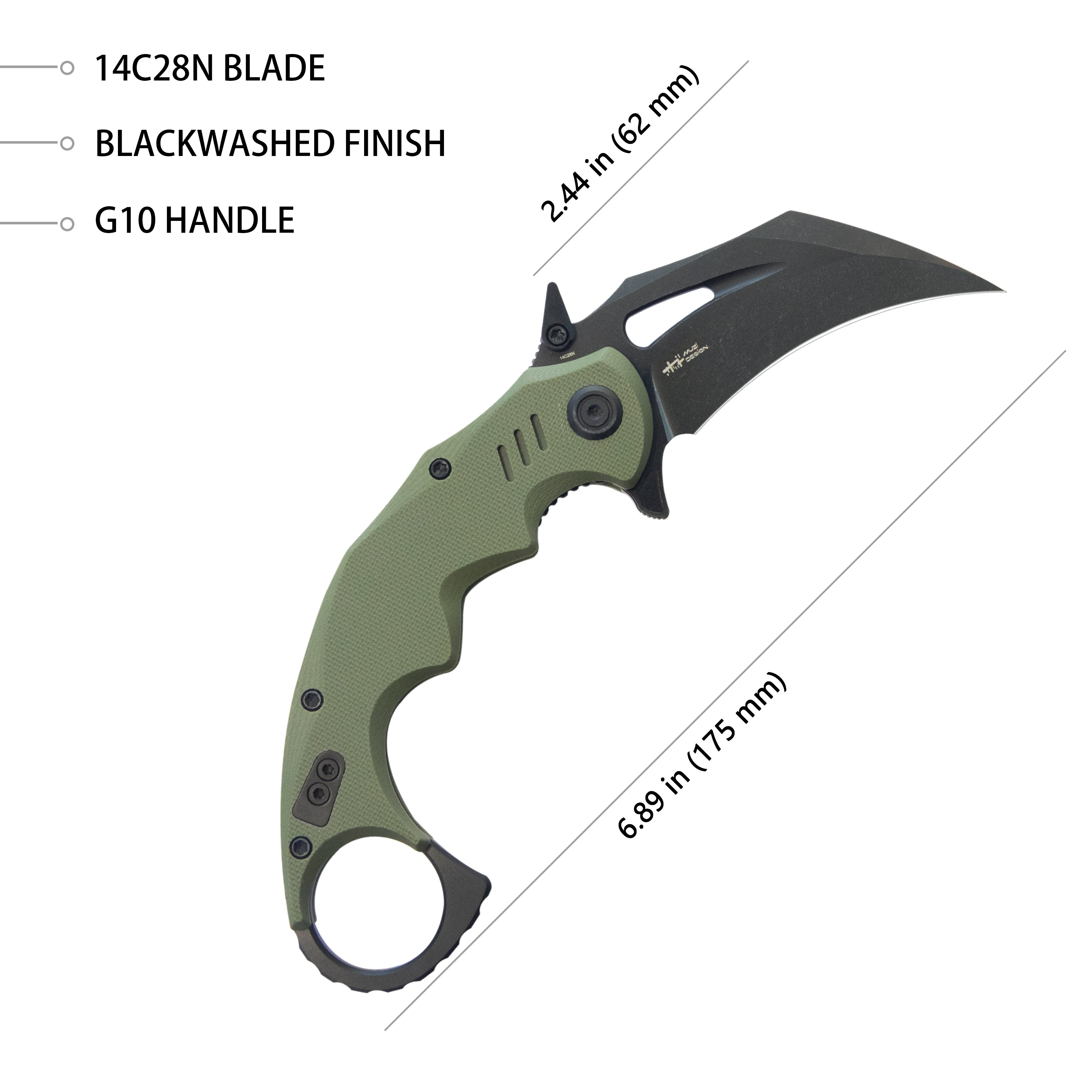 Kubey KU262F Mini Wrath Karambit Folding Knife - 2.44