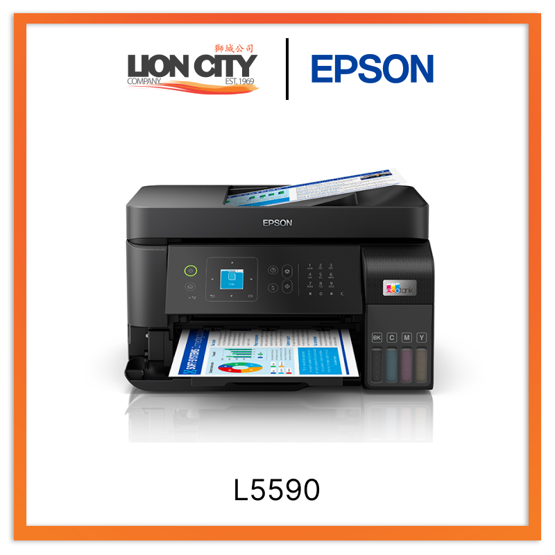 Epson EcoTank L5590 Wireless All-in-One A4 Ink Tank Printer with ADF - Print, Scan, Copy, Fax - Perfect for Home Office & Small Business Use