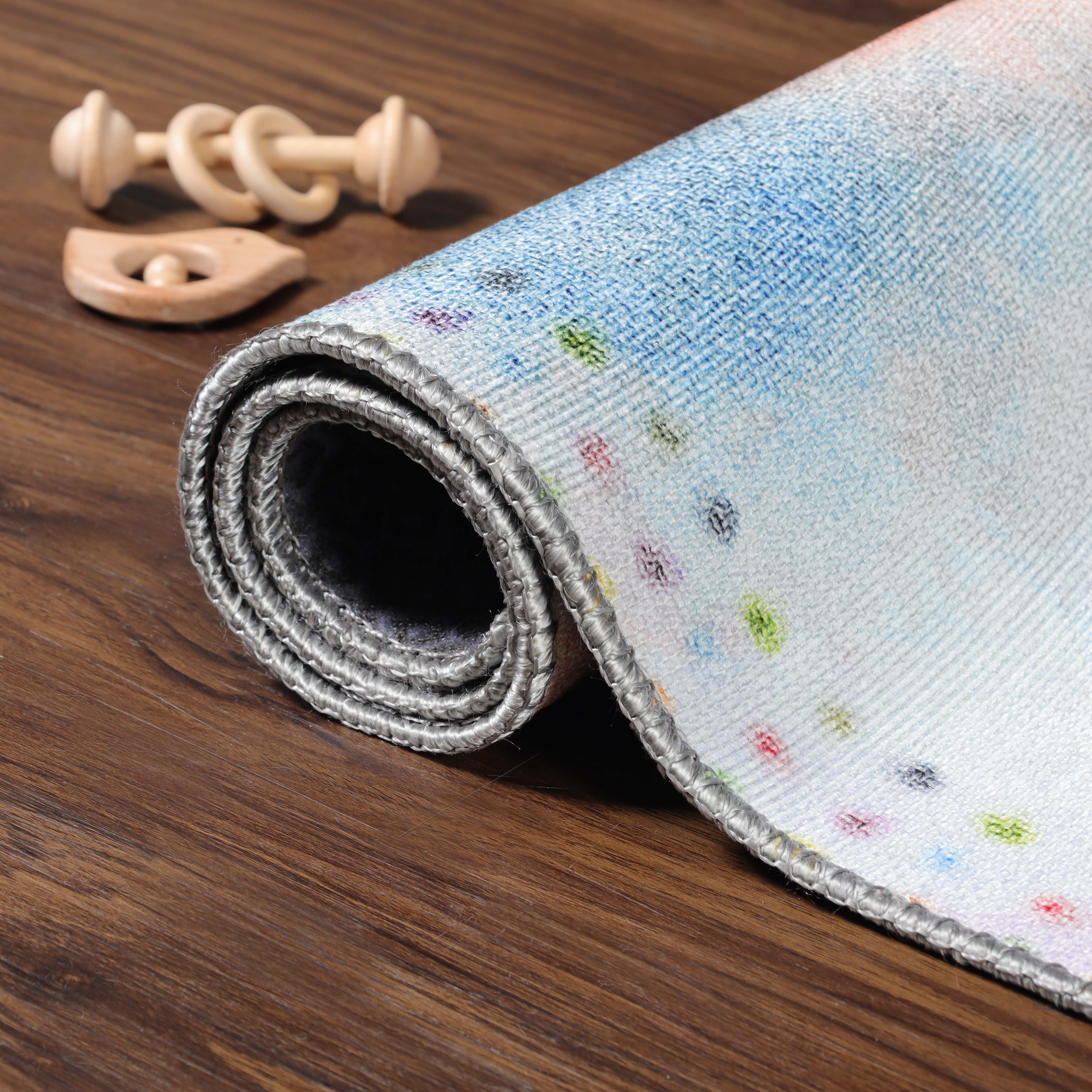 Blossom Kids Non-Slip Area Rug - Colorful Playroom Rug with Anti-Skid Backing for Nursery, Bedroom & Play Areas | Soft Kids Floor Mat for Safety & Style