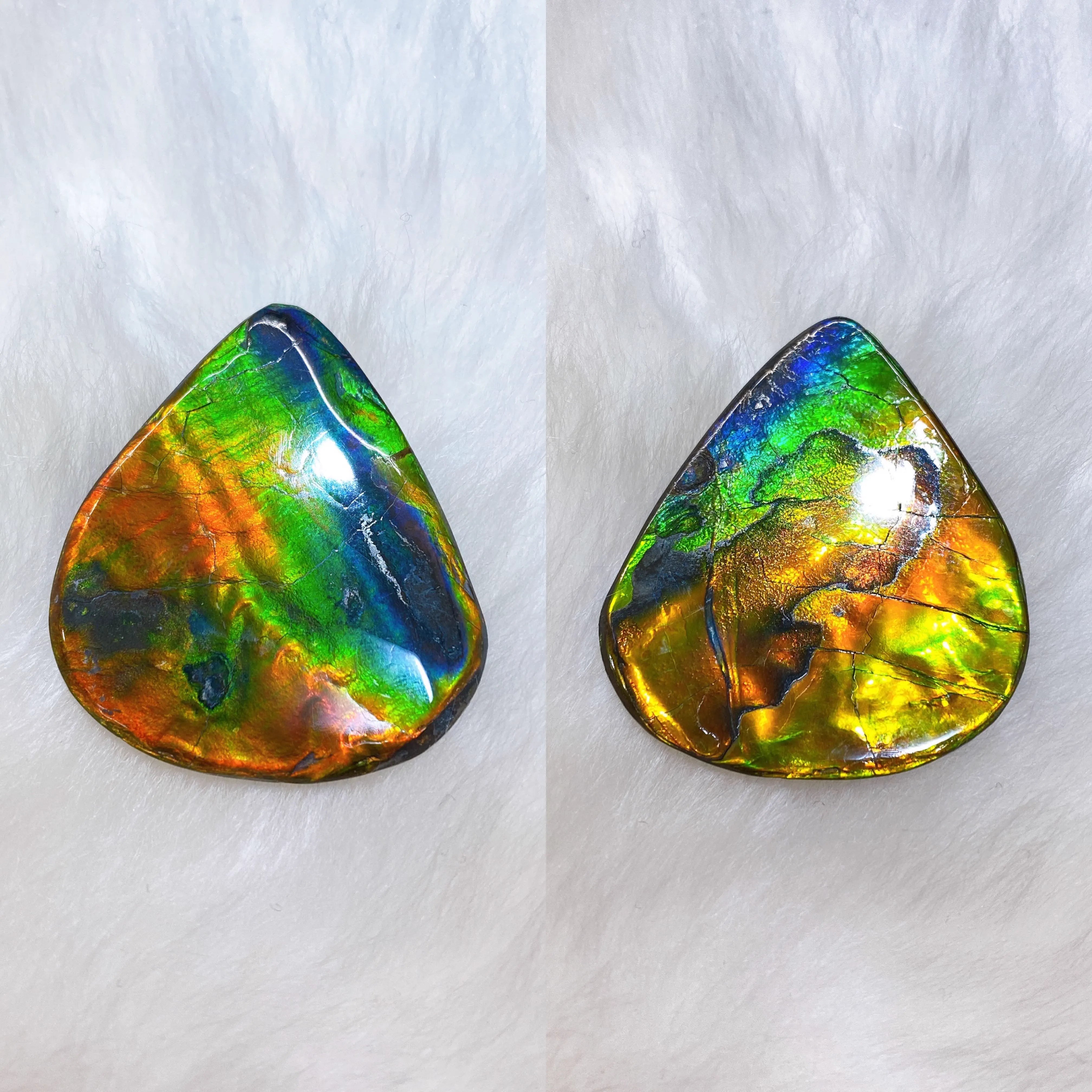 Natural Double-Sided Ammolite Gemstone Specimen - Rare Iridescent Fossil Shell for Jewelry Making, Collecting & Home Decor (FNA0113) | Perfect for DIY Crafting, Mineral Displays & Unique Gifts