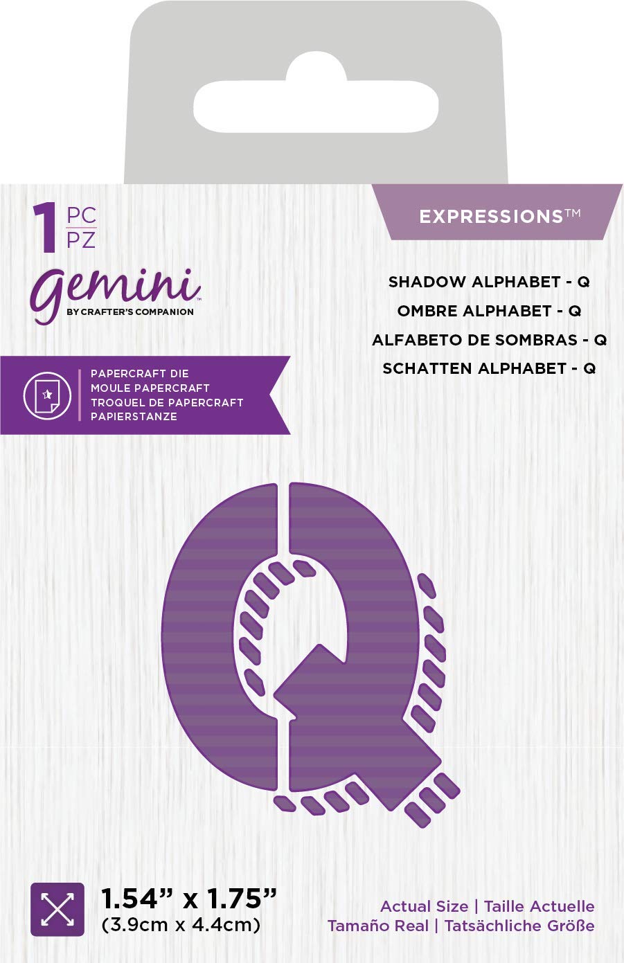 Gemini Metal Cutting Dies - Expressions Shadow Alphabet Q (Silver) | Precision Crafting Tools for Scrapbooking, Card Making & DIY Projects