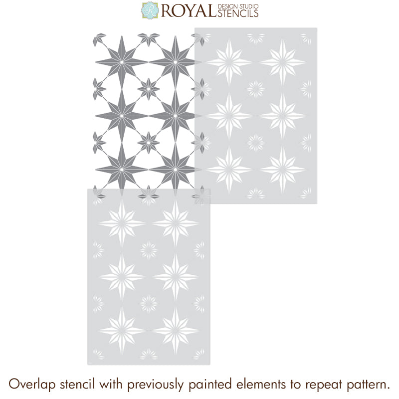 You're A Star Tile Allover Stencil - DIY Home Decor Stencil for Wall, Floor & Furniture - Perfect for Crafting, Painting Projects & Creative Home Design