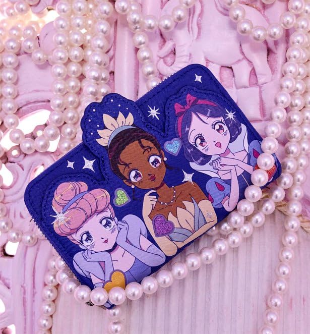 Disney Princess Manga Style Zip Around Wallet - Loungefly Official Licensed Crossbody Wallet for Women | Perfect for Theme Parks, Cosplay & Anime Conventions