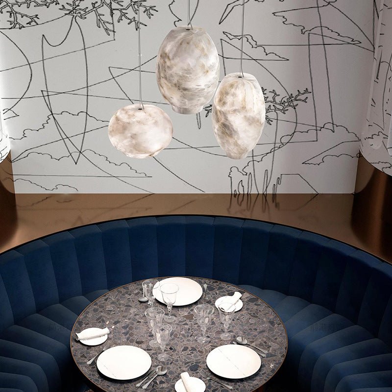 Camille Alabaster Pendant Lamp - Elegant Handcrafted Glass Ceiling Light Fixture for Dining Room, Kitchen Island & Bedroom Lighting