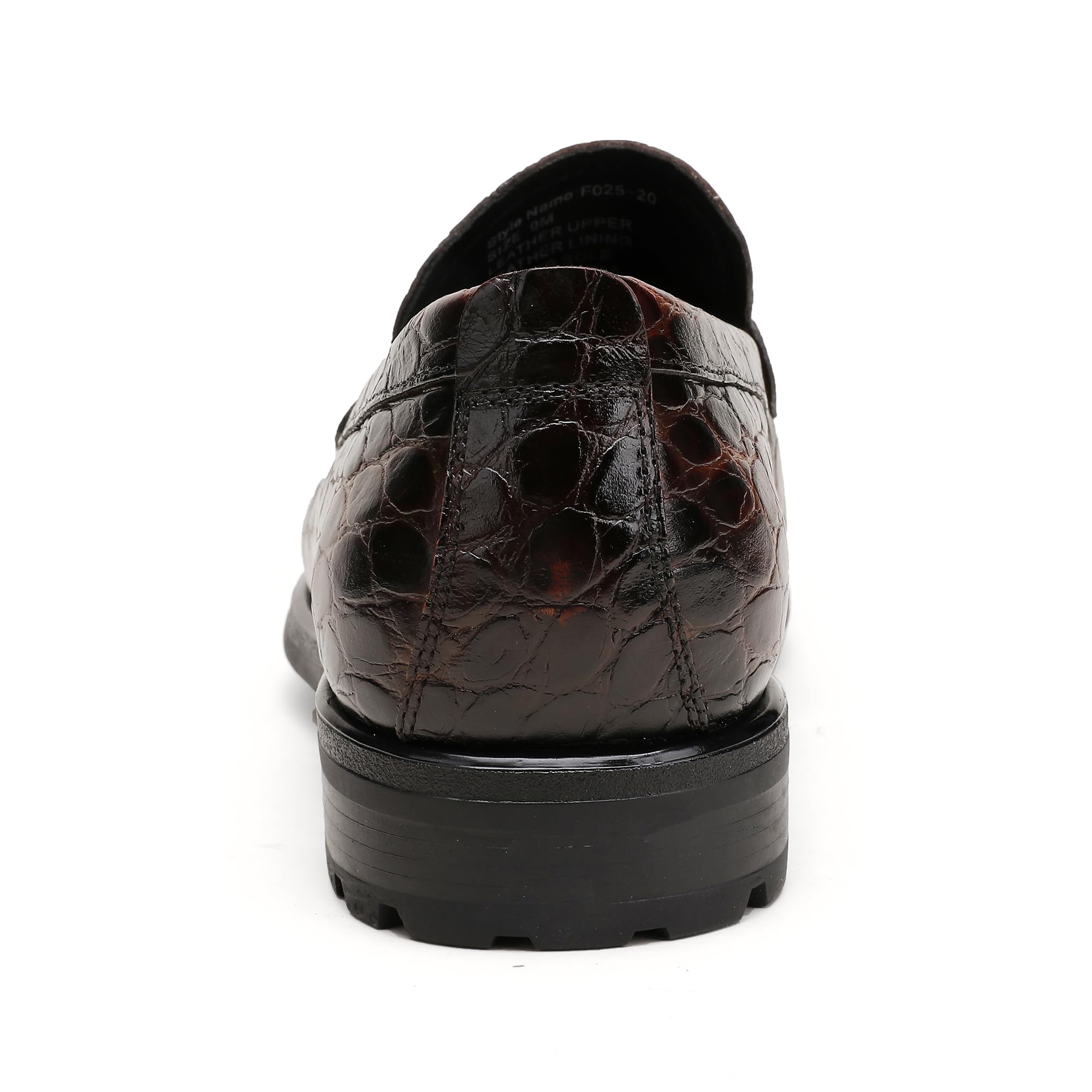 Premium Men's Leather Dress Shoes - Crocodile Print Slip-On Loafers with Thick Sole for Business & Formal Occasions | Comfortable & Stylish Gentleman Shoes for Office, Weddings & Special Events