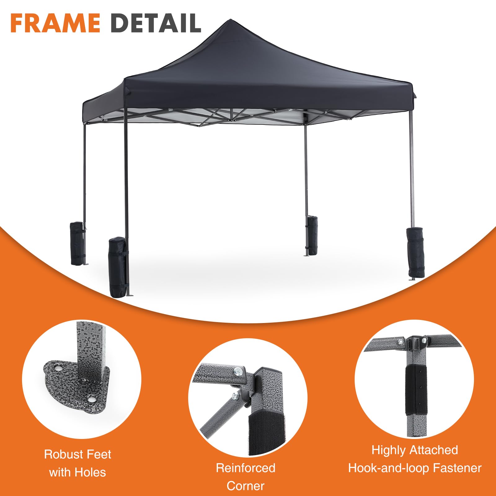 Sweetcrispy 10x10 Pop Up Canopy Tent - Heavy Duty Waterproof Portable Shade with Sand Bags for Outdoor Parties, Backyard Events, Camping & Beach - Dark Grey Shelter