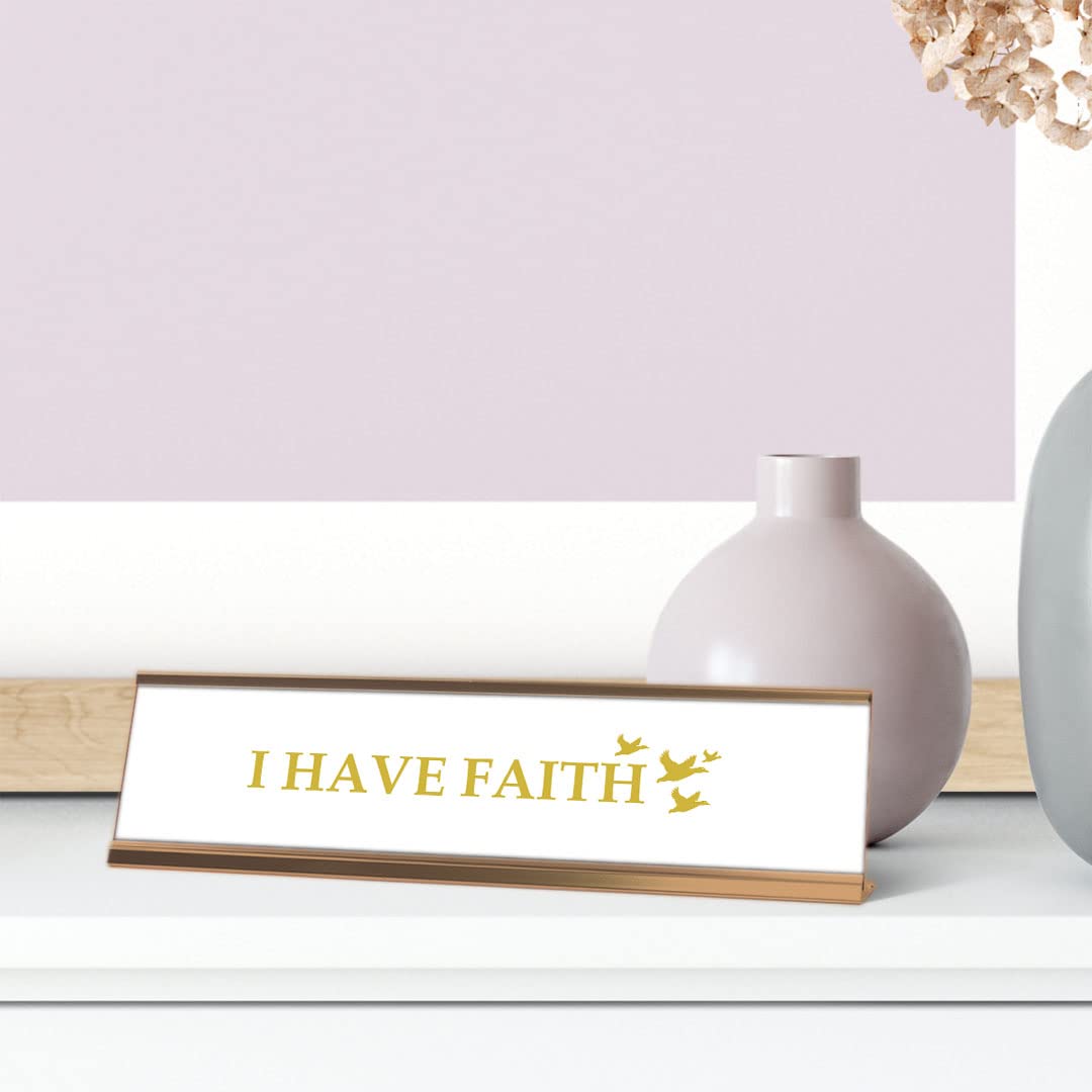 Faith Gold Frame Desk Sign - 2x8 Inch Inspirational Office Decor for Desk, Home & Gifts - Perfect for Motivation, Christian Gifts & Workspace Decor
