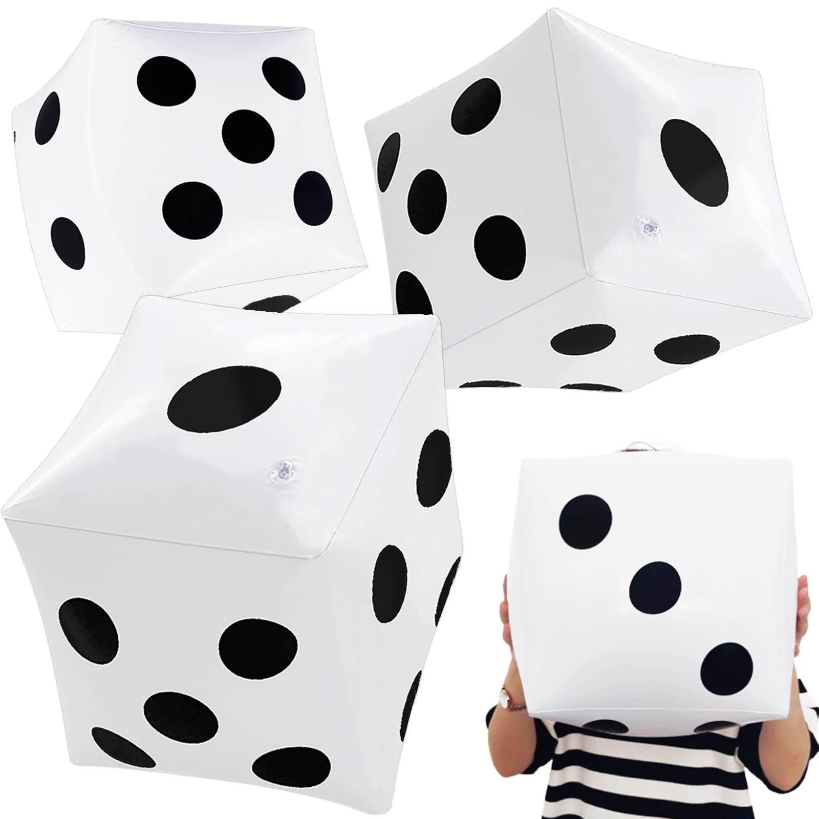 3 Pack 13 Inch Jumbo Inflatable Dice Set - Giant Fun Inflatable Dice for Indoor & Outdoor Games, Board Games, Pool Parties, Backyard Activities - Perfect for Family Game Night, Beach Parties and Yard Games