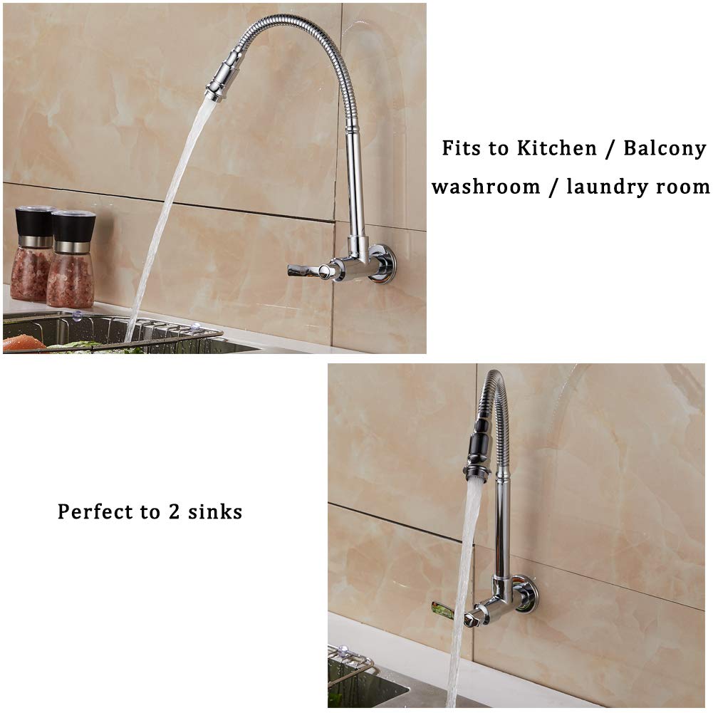 1-Handle Chrome Kitchen Sink Faucet with Single Hole Wall Mount - Perfect for Modern Homes & Small Spaces