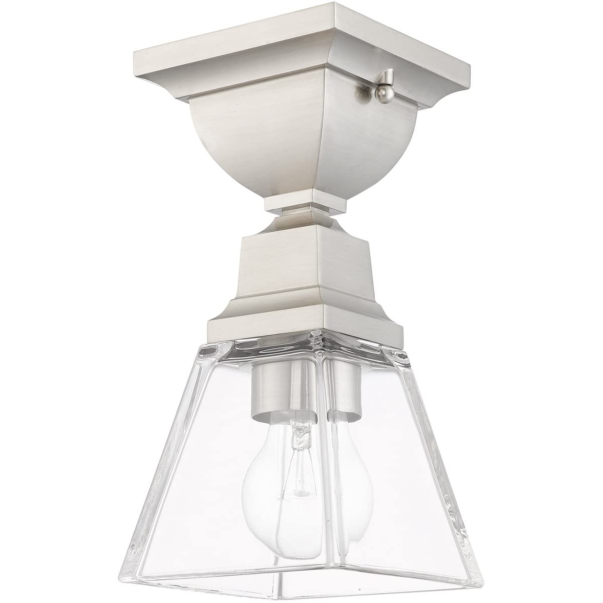 Livex Lighting Mission 1-Light Brushed Nickel Ceiling Mount Fixture - Modern Flush Mount Light for Bedroom, Hallway & Kitchen Lighting