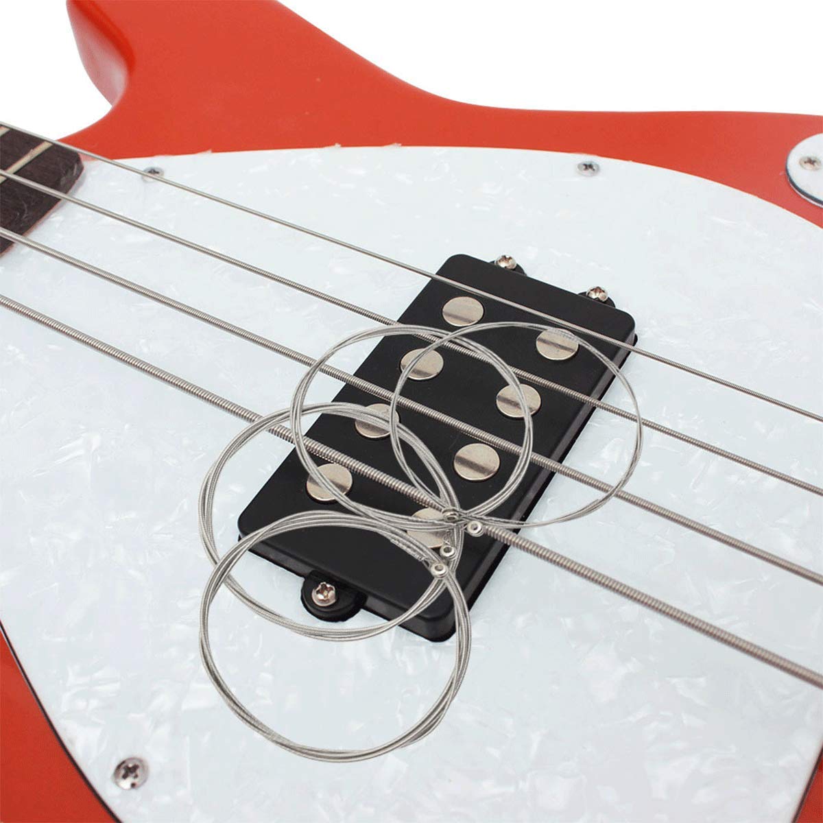 Premium Electric Bass Guitar Strings - Full Set Steel Core Nickel Alloy Wound, Nickel-Plated Ball-End (45-105 Gauge) with Blue Cleaning Cloth & 5 Guitar Picks - Perfect for Rock, Jazz & Studio Recording