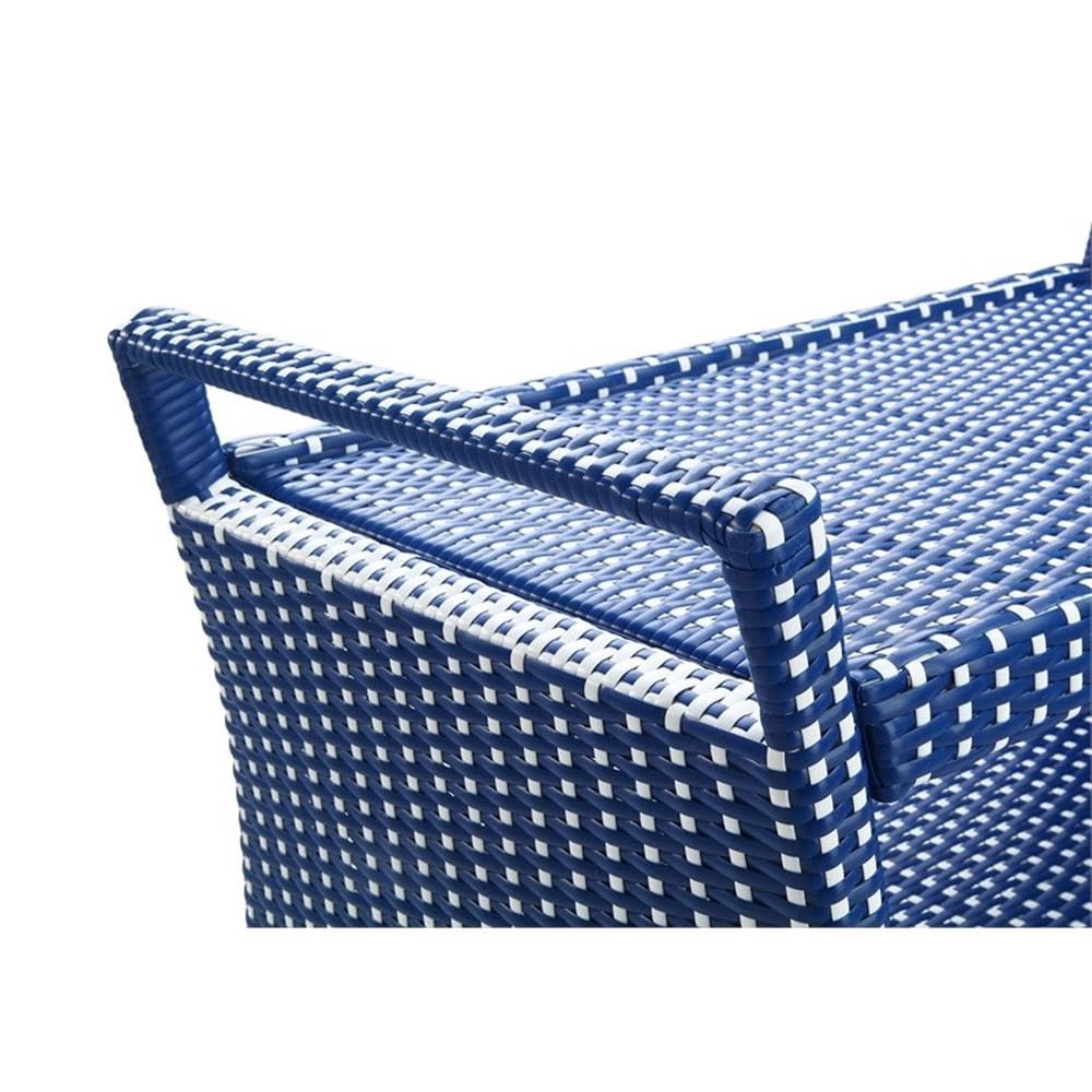 Furniture of America Azur Outdoor Aluminum Wicker Bar Cart in Navy - Portable Serving Cart for Patio, Garden, Poolside & Outdoor Entertaining
