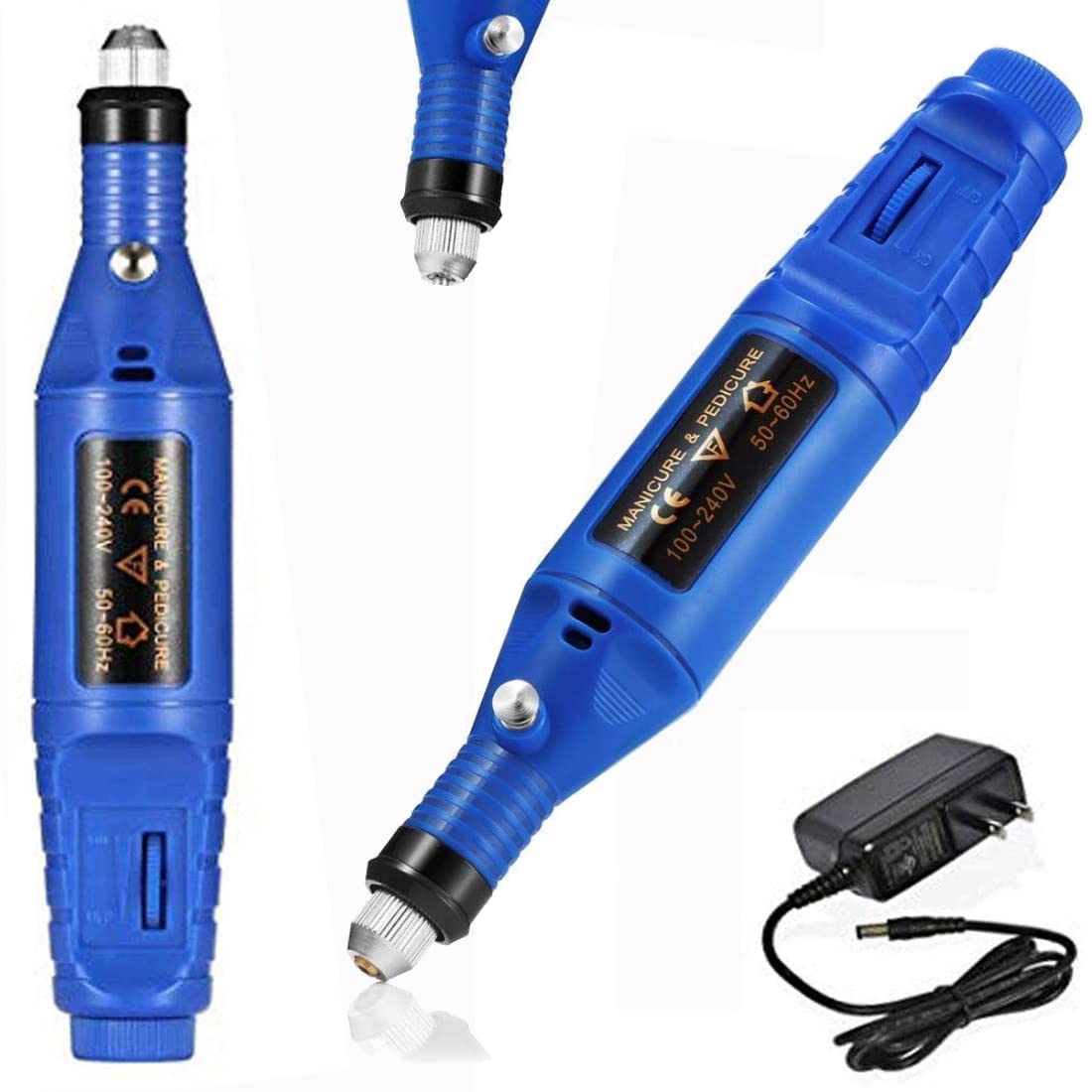 Professional Electric Nail Drill Kit - 2x DIY Manicure & Pedicure Drill Machine with Adapter for Nail Art, Filing & Grinding | Perfect for Home Salon, Nail Technicians & DIY Enthusiasts