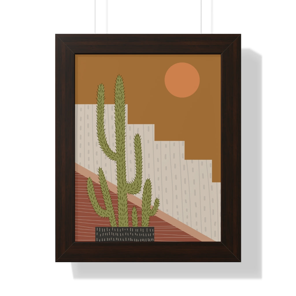Modern Cactus Art Framed Vertical Poster - Desert Plant Wall Decor for Living Room, Bedroom & Office - Perfect for Boho Home Decor & Housewarming Gifts