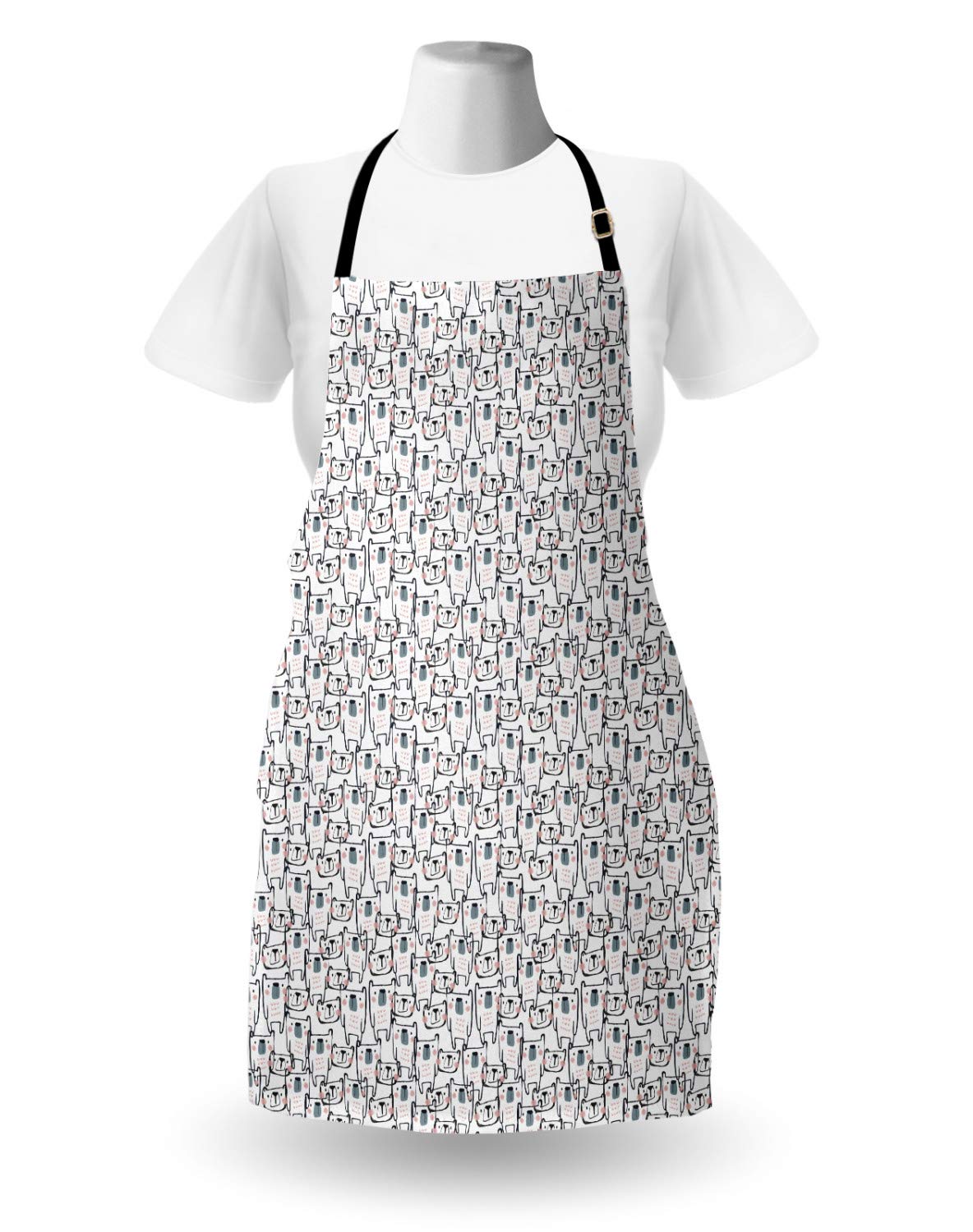 Ambesonne Cartoon Bear Apron - Unisex Kitchen Bib for Cooking & Gardening