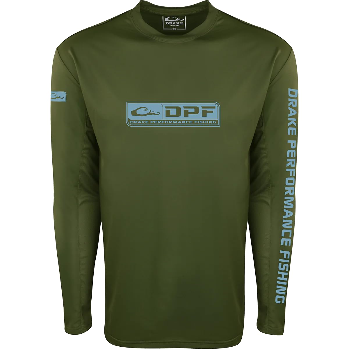 Drake Waterfowl Shield 4™ Long Sleeve Crewneck Shirt - Light Blue, Large Size - Arched Mesh Back for Comfort - Ideal for Hunting, Outdoor Activities & Casual Wear