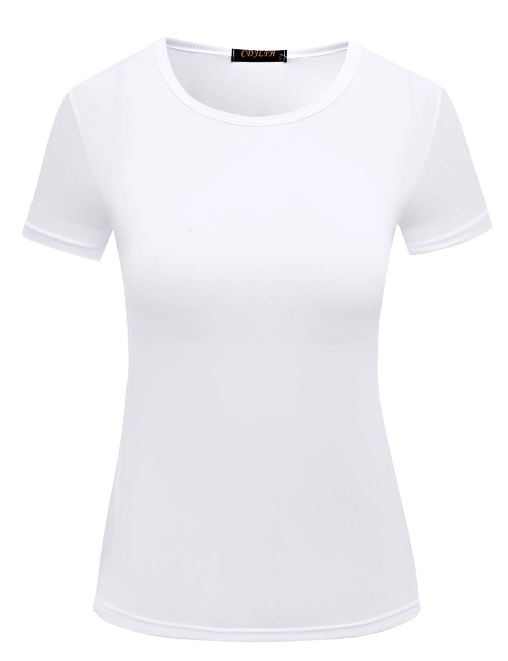 xxxiticat Women's Summer Short Sleeve Cotton T-Shirt - Soft Stretch Fitted Casual Top - Solid Color Basic Tee for Everyday Wear, Work & Outings