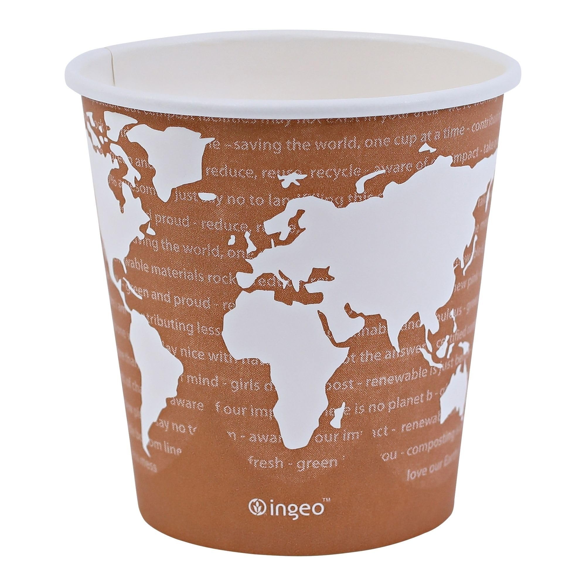 ECO PRODUCTS Compostable 10oz Disposable Coffee Cups - 1000 Count, Plant-Based PLA Lining, Hot/Cold Beverage Paper Cups for Office, Cafes & Events | Biodegradable & Eco-Friendly World Art Design