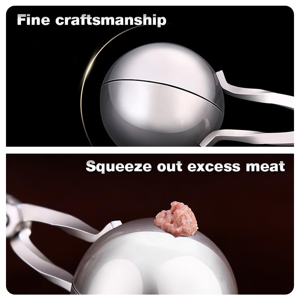 Premium Stainless Steel Meatball Maker with Nonstick Coating - Anti-Slip Ergonomic Handles, Meatball Scoop & Mold Tool - Perfect for Homemade Italian Meatballs, Swedish Köttbullar, and Asian Dumplings (Small Size) - Ideal for Home Cooking, Meal Prep & Restaurant Use