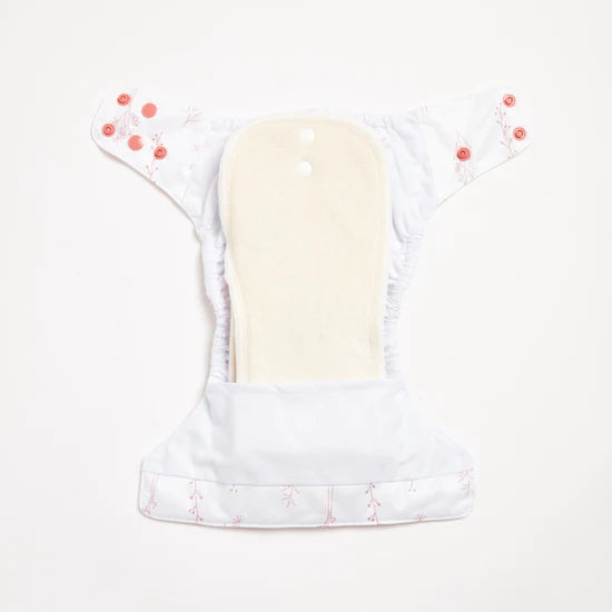 EcoNaps Modern Cloth Diaper - Reusable & Eco-Friendly Baby Nappy | Rosewood Botanicals Print | Perfect for Newborns, Infants & Toddlers | Daycare & Home Use