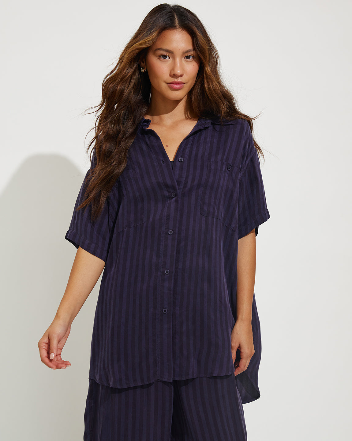 Men's Casual Button Down Shirt - Dark Sprint Stripe Short Sleeve for Day Trips & Summer Outings | Perfect for Beach Vacations, Weekend Getaways & Outdoor Adventures