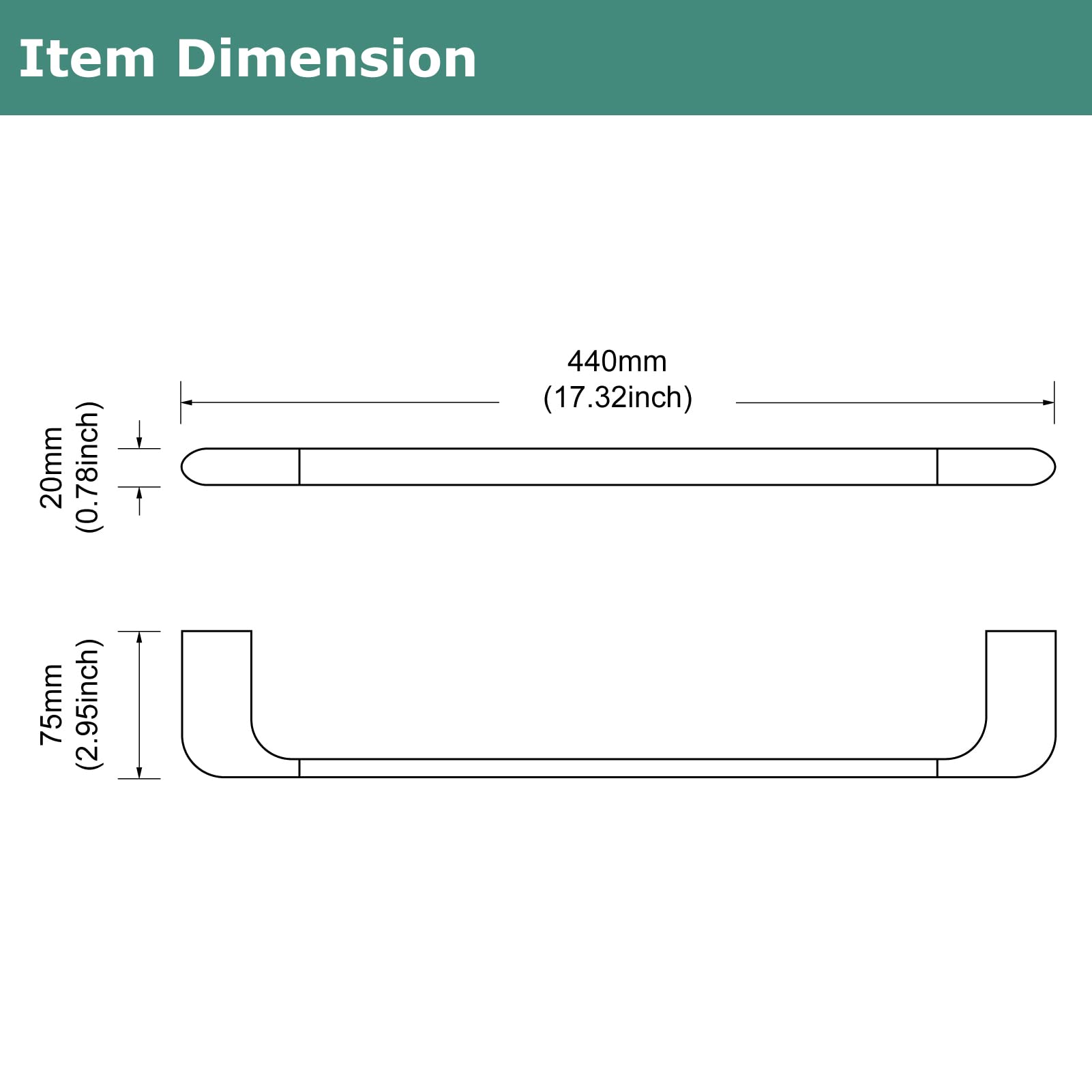 PARLOS 17 Inch All Brass Wall Mounted Towel Bar - Matte Black Bathroom Towel Holder for Bath, Kitchen & Spa - Durable & Stylish Towel Rack Hanger