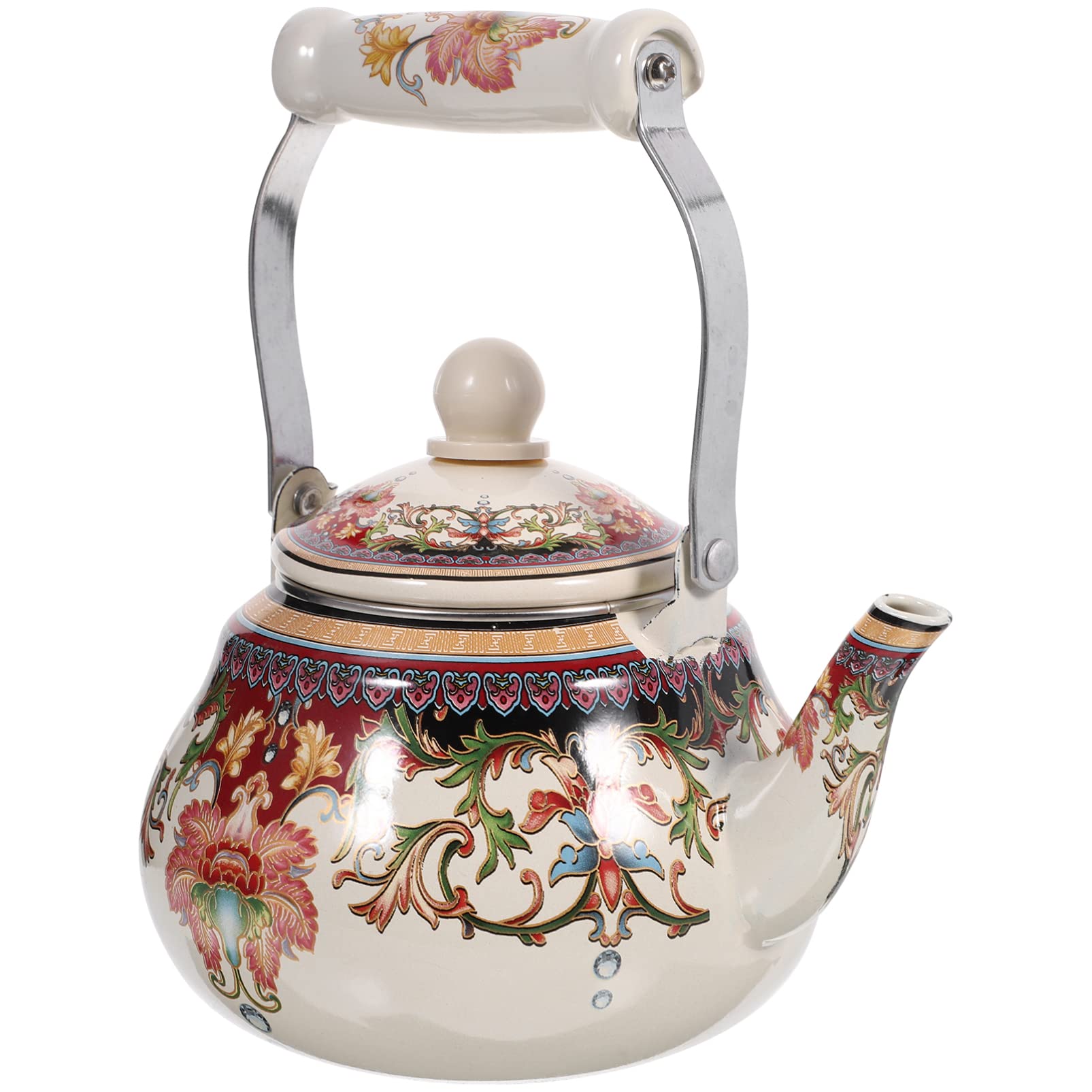 Premium Enamel Tea Kettle - 1.5L Thickened Enamel Water Boiling Pot for Stovetop, Rust-Resistant & Durable - Vintage Style Tea Kettle for Home, Kitchen, Camping & Outdoor Use - Perfect for Boiling Water, Brewing Tea or Coffee