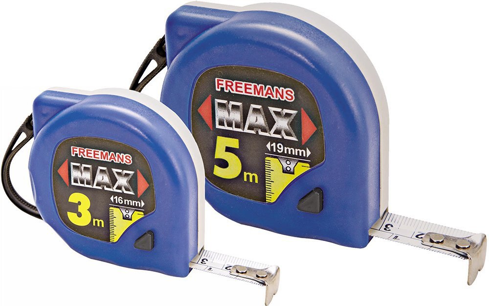 FREEMANS Max 3m 16mm & 5m 19mm Heavy Duty Measuring Tape Set - Perfect for Construction, DIY Projects, and Home Renovations