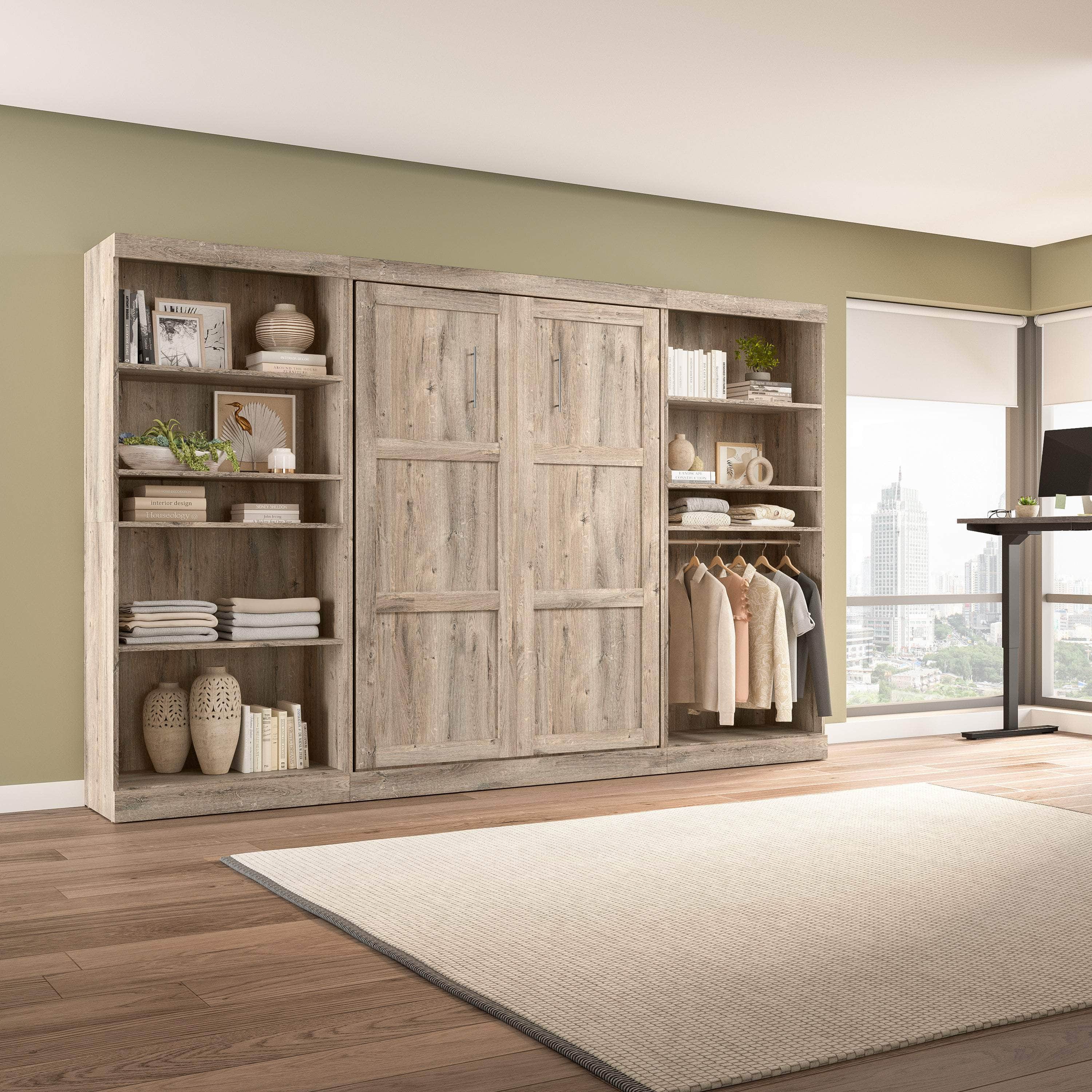 Pur Full Murphy Wall Bed with 2 Storage Units (131