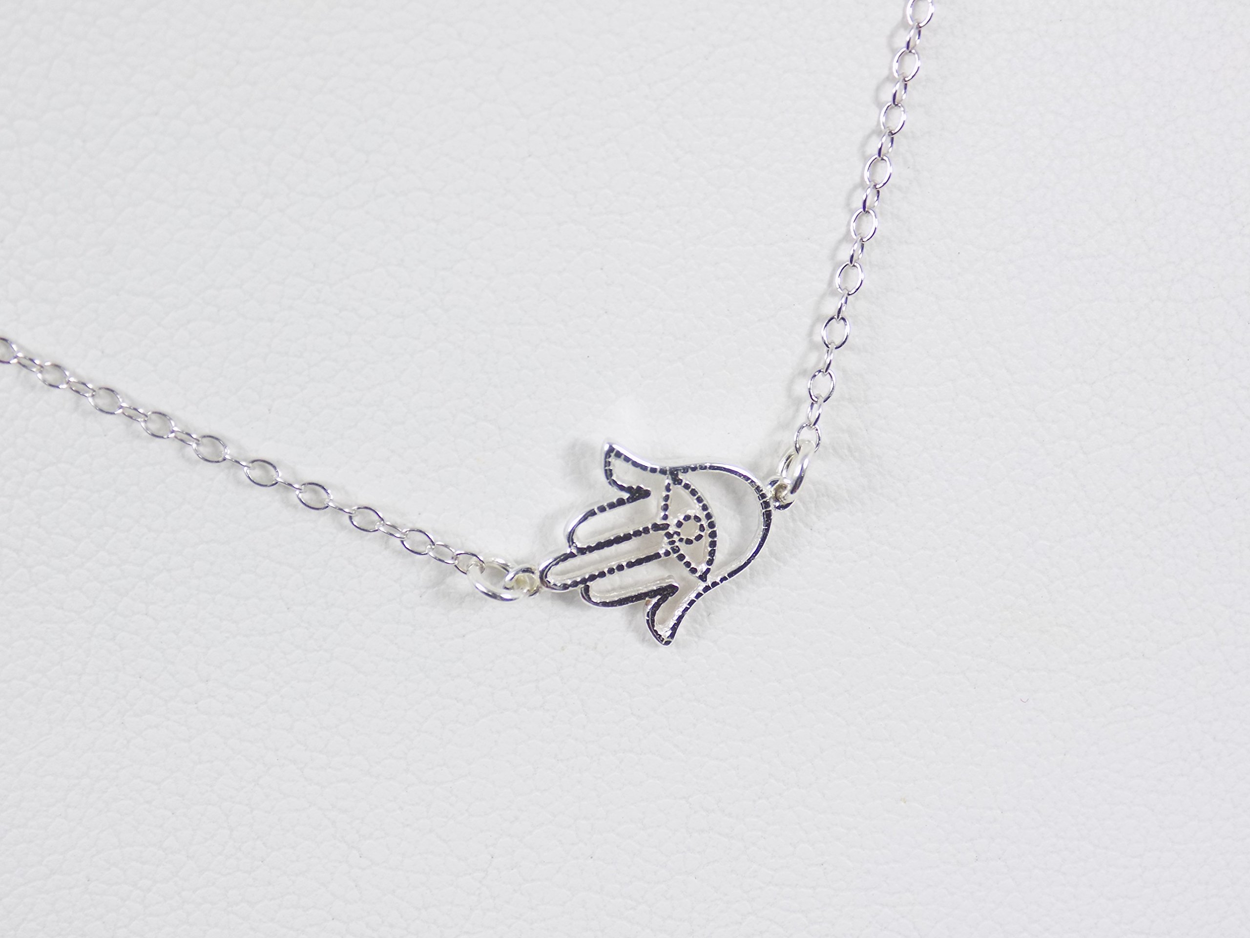 925 Sterling Silver Hamsa Hand Necklace - Hand of Fatima Charm Pendant for Women, Protection Jewelry Gift for Birthday, Travel & Spiritual Healing