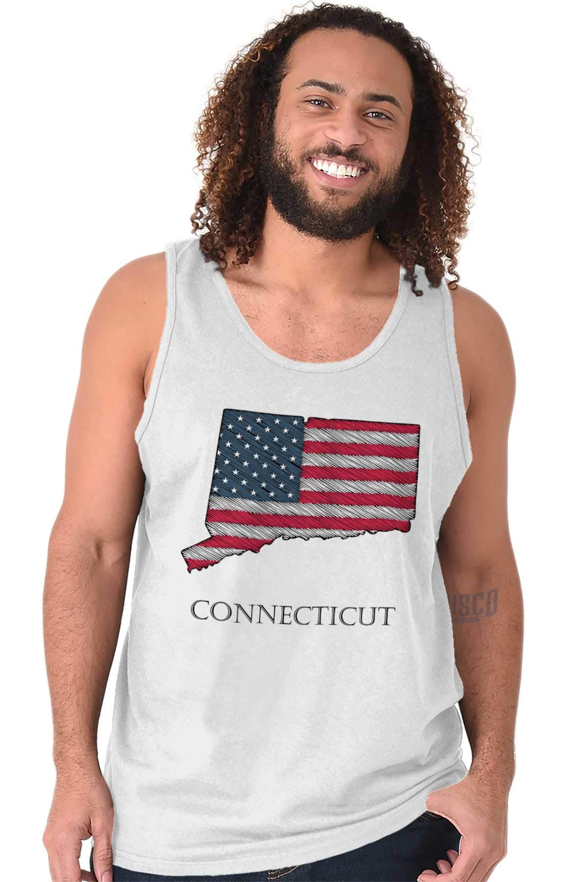 Brisco Brands Connecticut USA Flag Graphic Tank Top for Men & Women - Patriotic Casual Wear for Summer, Sports & Outdoor Activities