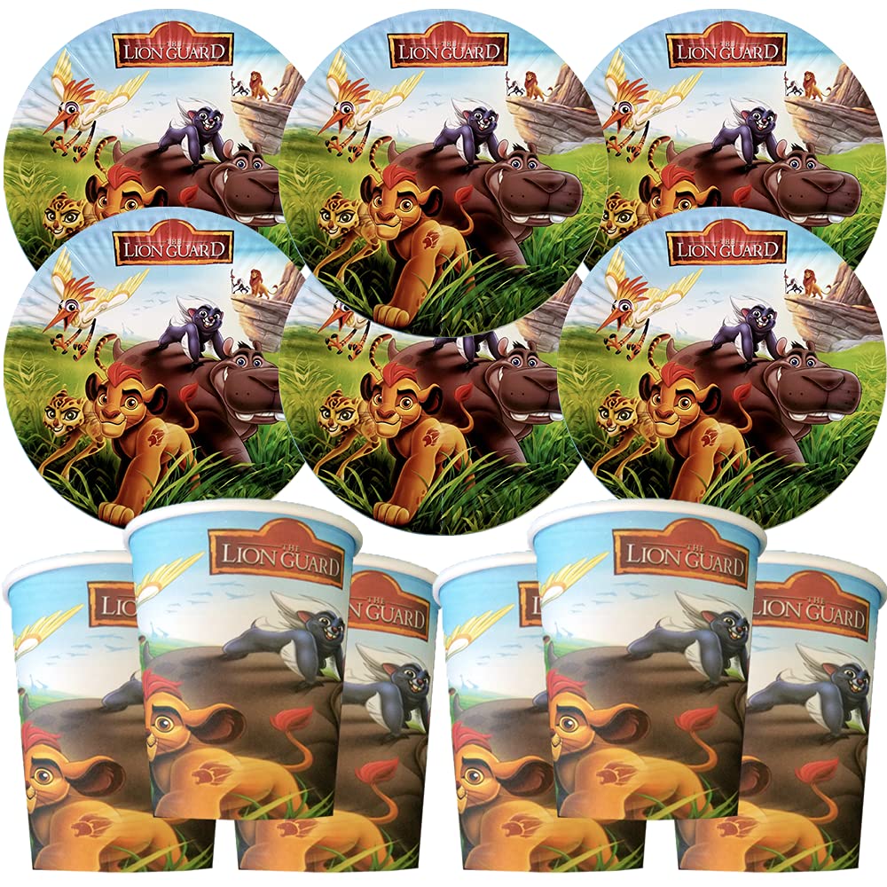 12-Piece Lio King Party Set - 6 Cake Plates & 6 Kids Cups for Birthday Celebrations, Baby Showers & Themed Events - Durable Party Supplies, Table Decorations & Fun Favor Gifts