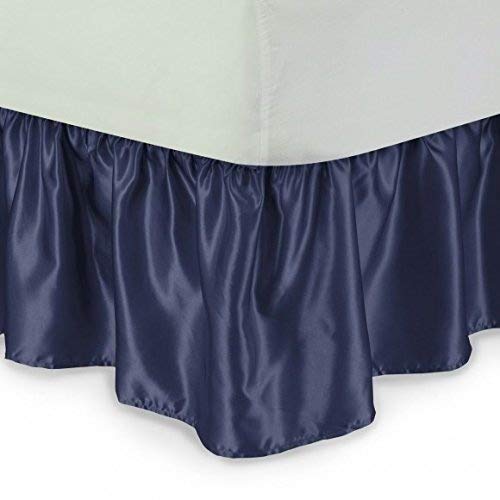 Premium Satin Bed Skirt - Twin, Full, Queen & King Sizes - 7 Elegant Colors (Navy Blue) | Luxury Bedroom Decor for Hotels, Guest Rooms & Master Suites