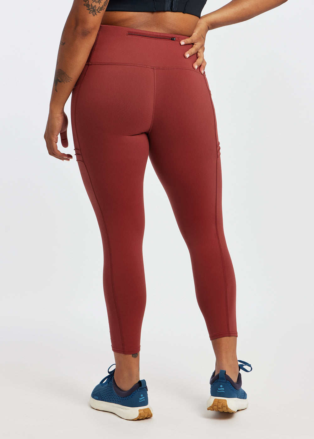 Pocket Jogger 3/4 Running Tights for Women - High Waist Yoga Workout Leggings with Side Pockets - Perfect for Jogging, Gym, Yoga & Outdoor Activities