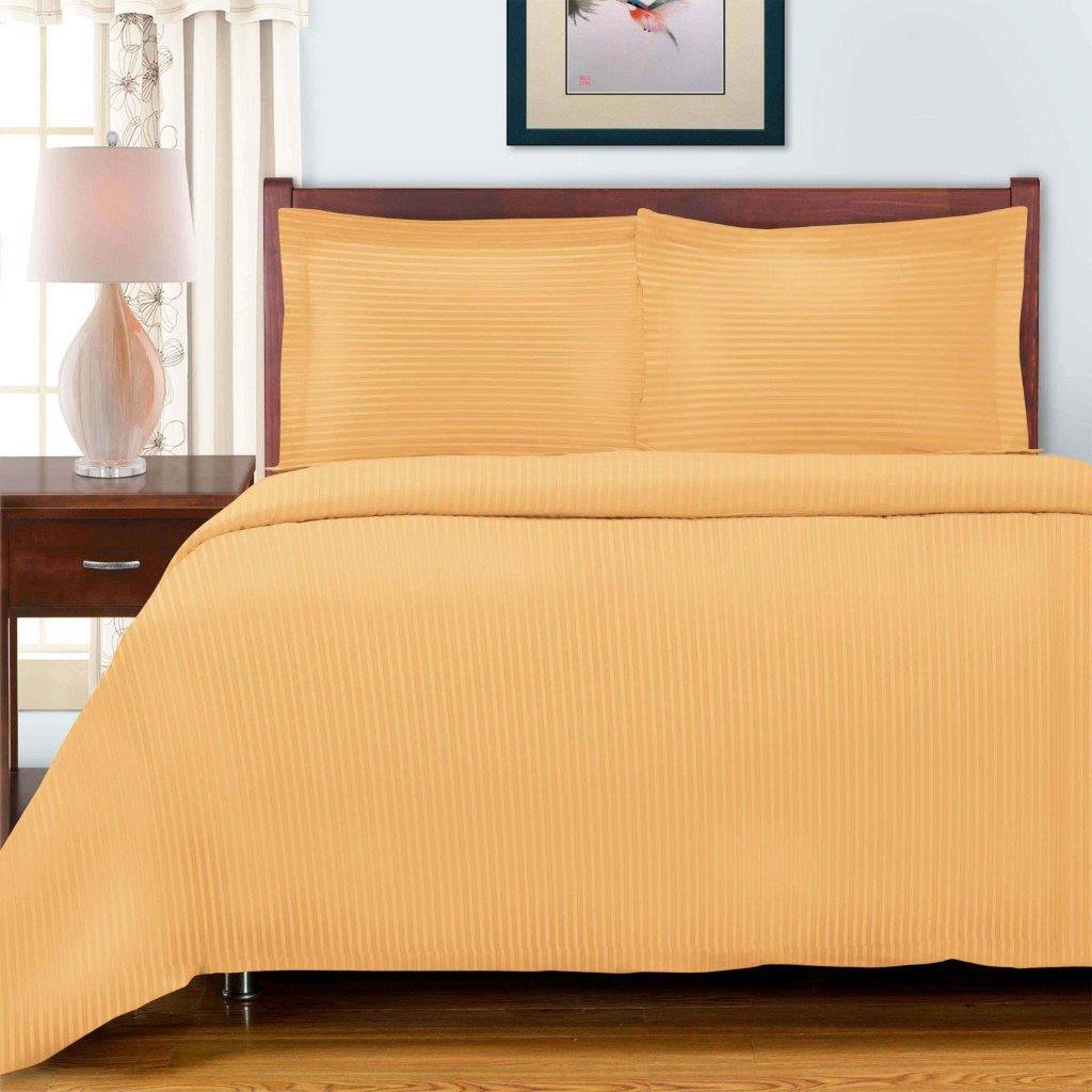 Luxury Egyptian Cotton 600 Thread Count Duvet Cover Set - Queen Size, Striped Design for Bedroom Decor | Soft & Breathable Bedding Set for Hotels, Guest Rooms & Master Bedrooms