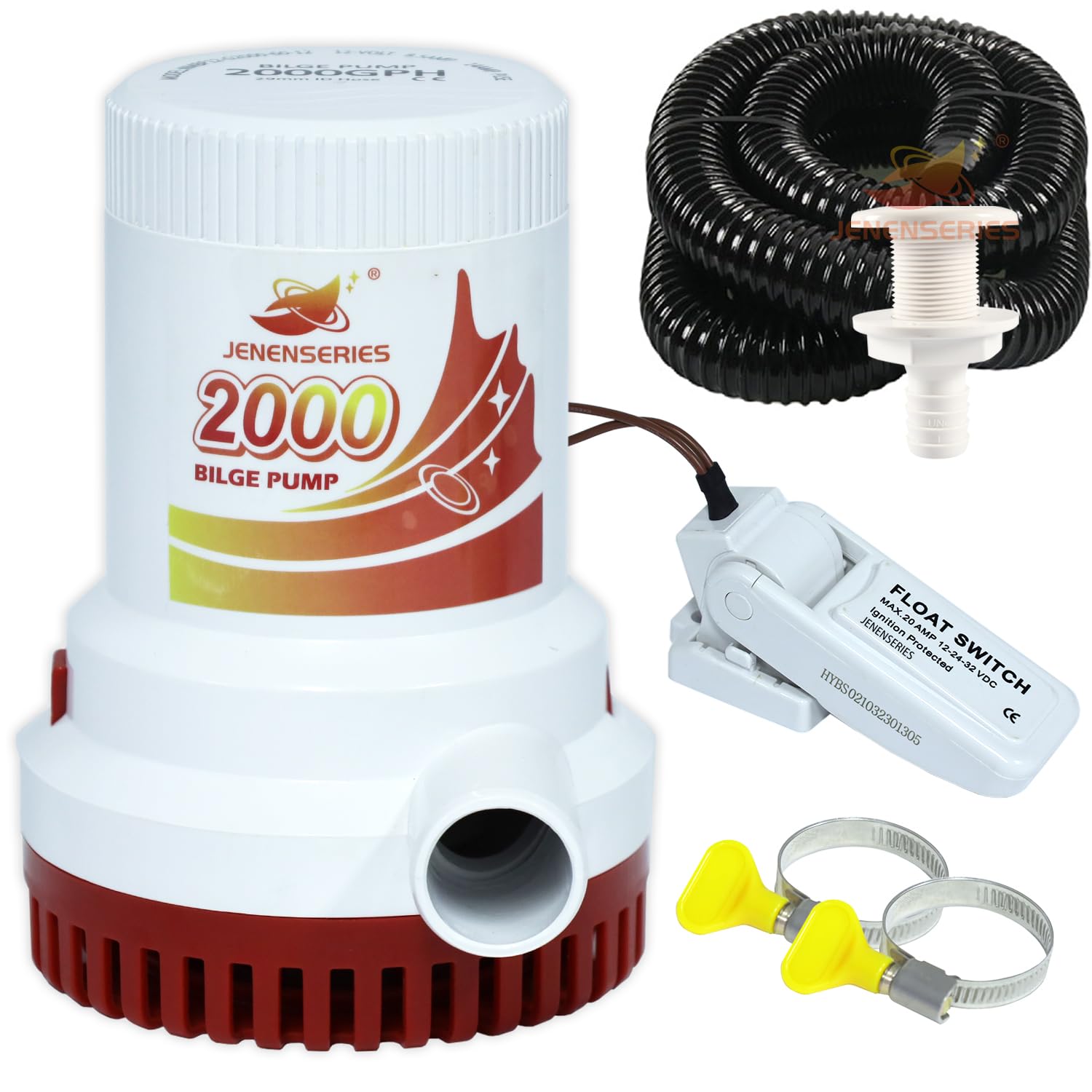 **12V DC 2000GPH Submersible Bilge Water Pump with Float Switch - Ideal for Boats, Yachts, Marine & Garden Drainage Systems | Perfect for Flood Control & Emergency Water Removal**