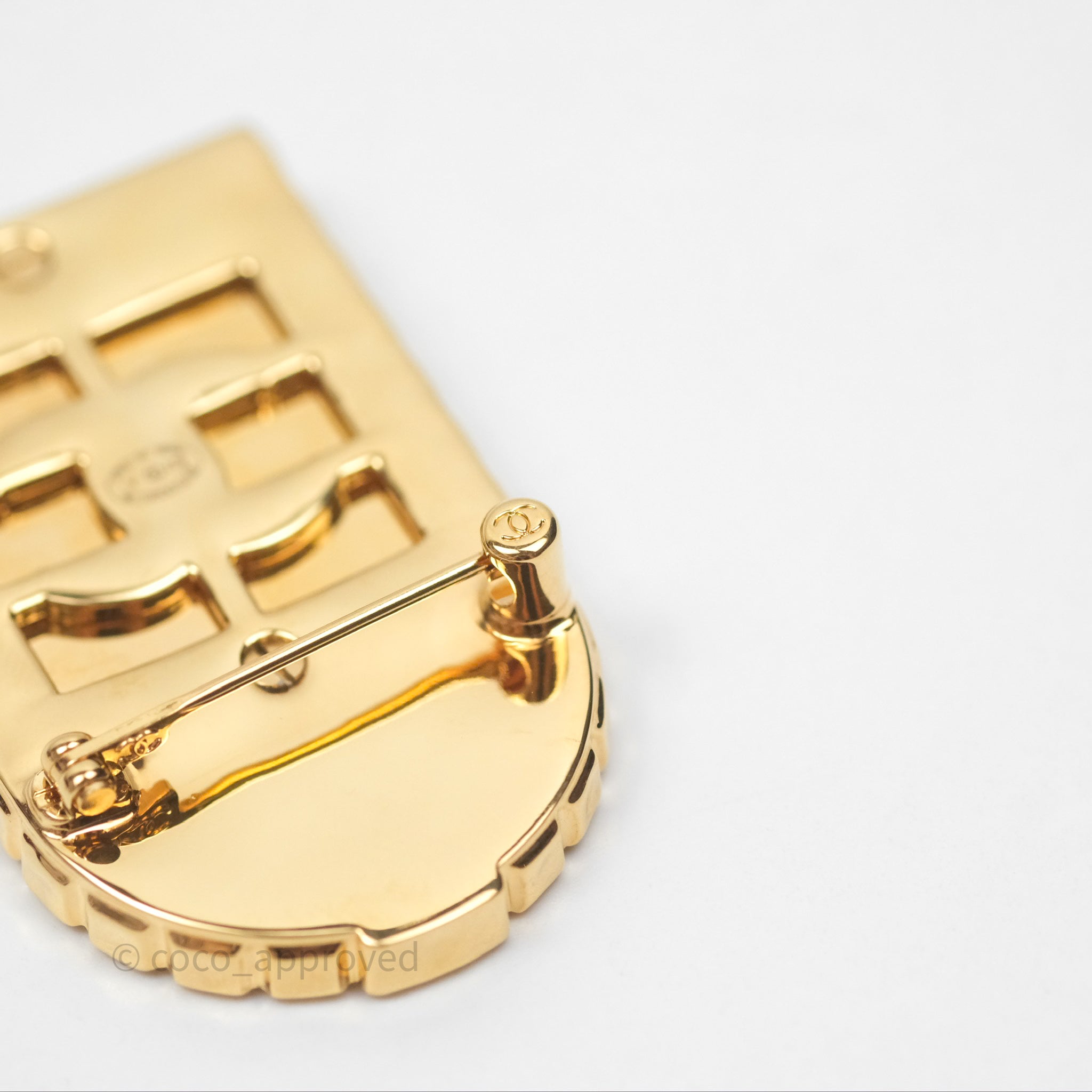 Chanel 31 Rue Cambon Gold Tone Door Brooch Pin - Elegant Fashion Accessory for Women | Perfect for Special Occasions, Parties and Gift Giving
