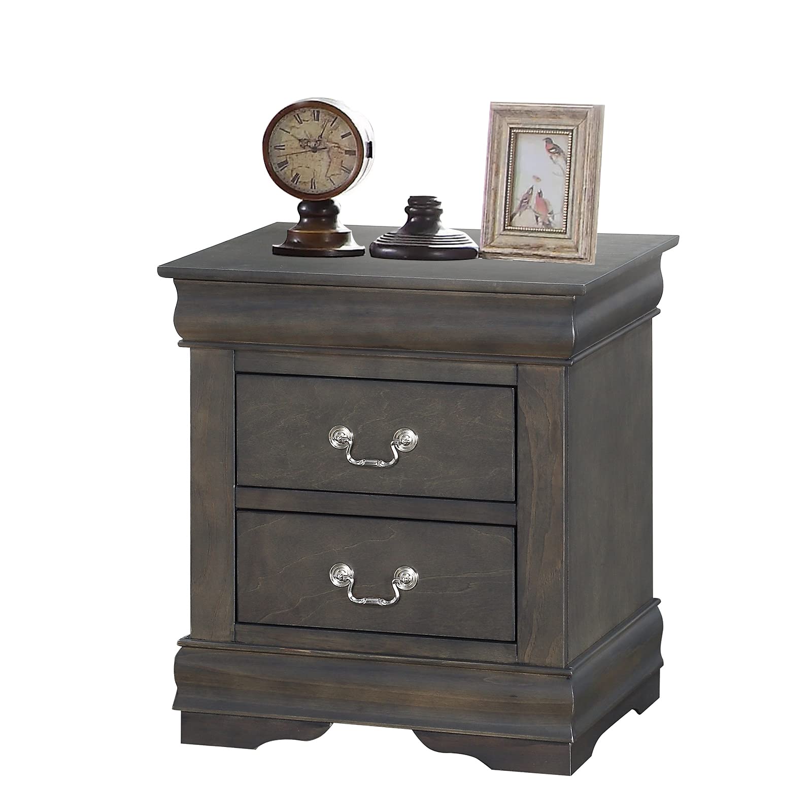 Henf 2 Drawer Nightstand - Modern Wood Bedside Table with Handles, Sturdy End Table for Bedroom, Living Room & Dorm - Easy No Assembly Required (Dark Grey) | Perfect for Small Spaces, Guest Rooms & Apartment Decor