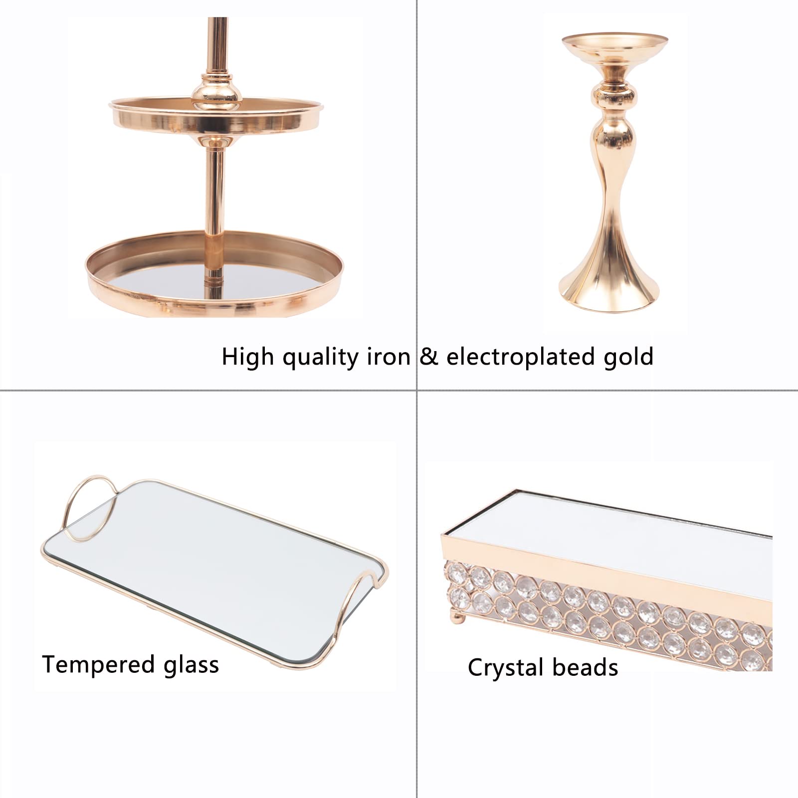 10-Pack Gold Metal Cake Stand Cupcake Holder Set - Elegant Dessert Display Serving Platter for Birthday, Wedding, Party Decoration - Perfect for Buffet Tables, Dessert Bars & Special Events