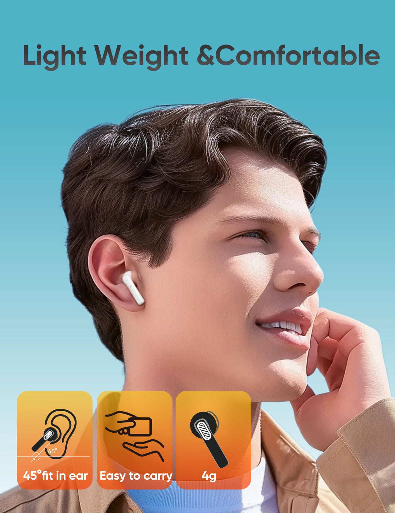 Wireless Earbuds Bluetooth 5.3 Headphones - 50H Playtime, Deep Bass Stereo Sound, LED Power Display, IPX7 Waterproof with Mic - Perfect for Workouts, Commuting & Travel (Compatible with Android/iOS Phones)
