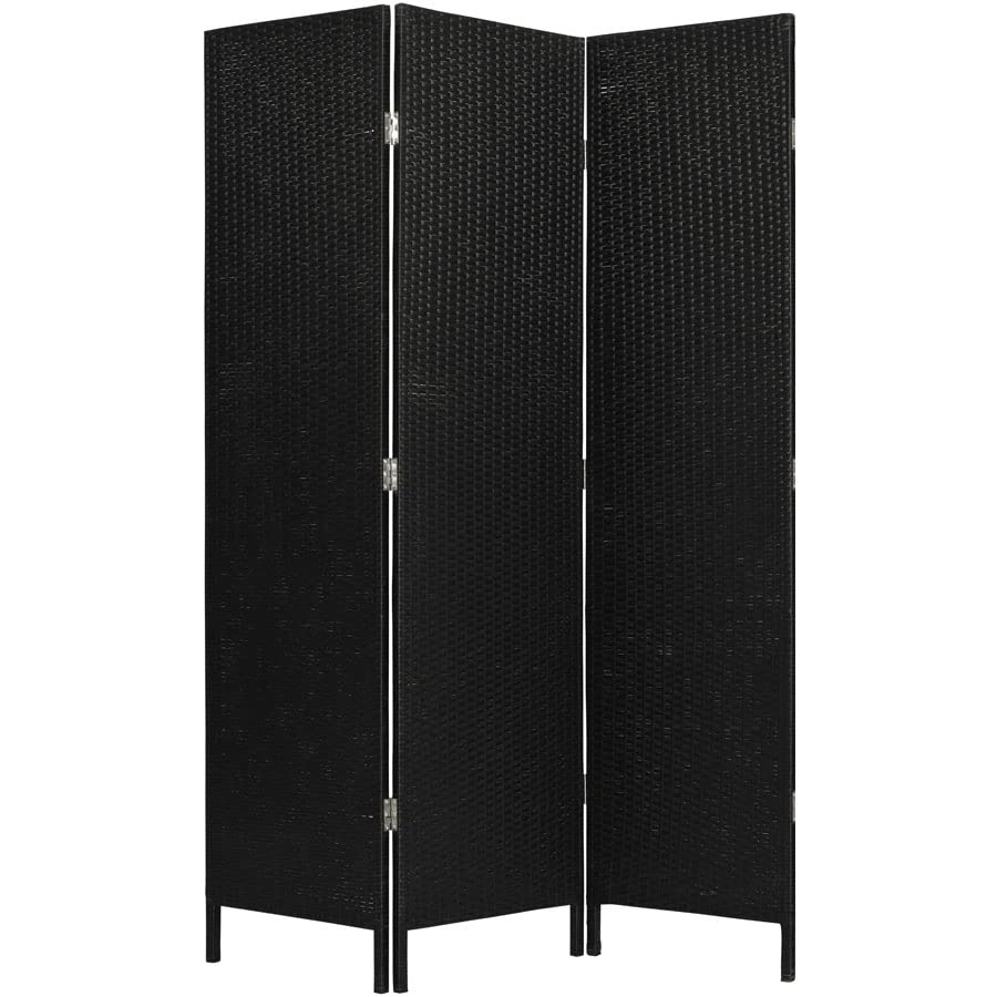 3-Panel Black Resin Wicker Patio Privacy Screen - Weather-Resistant Outdoor Room Divider for Deck, Garden & Pool Area Privacy Protection