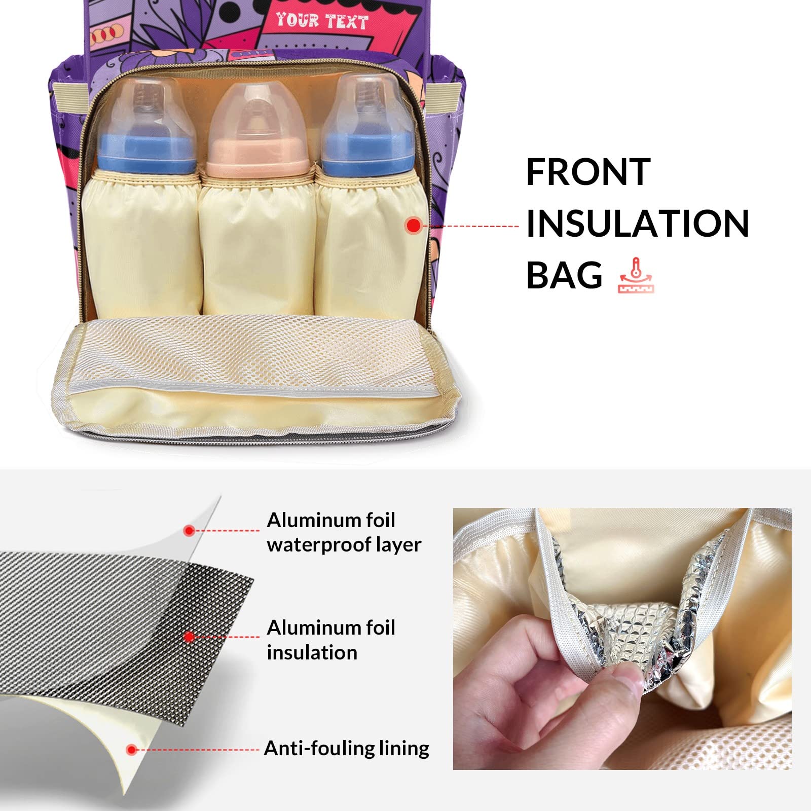 **Personalized Baby Diaper Backpack with Custom Name - Large Capacity Waterproof Diaper Bag for Boys & Girls - Multifunctional Travel Backpack for Moms & Dads - Perfect for Daycare, Travel & Outings**