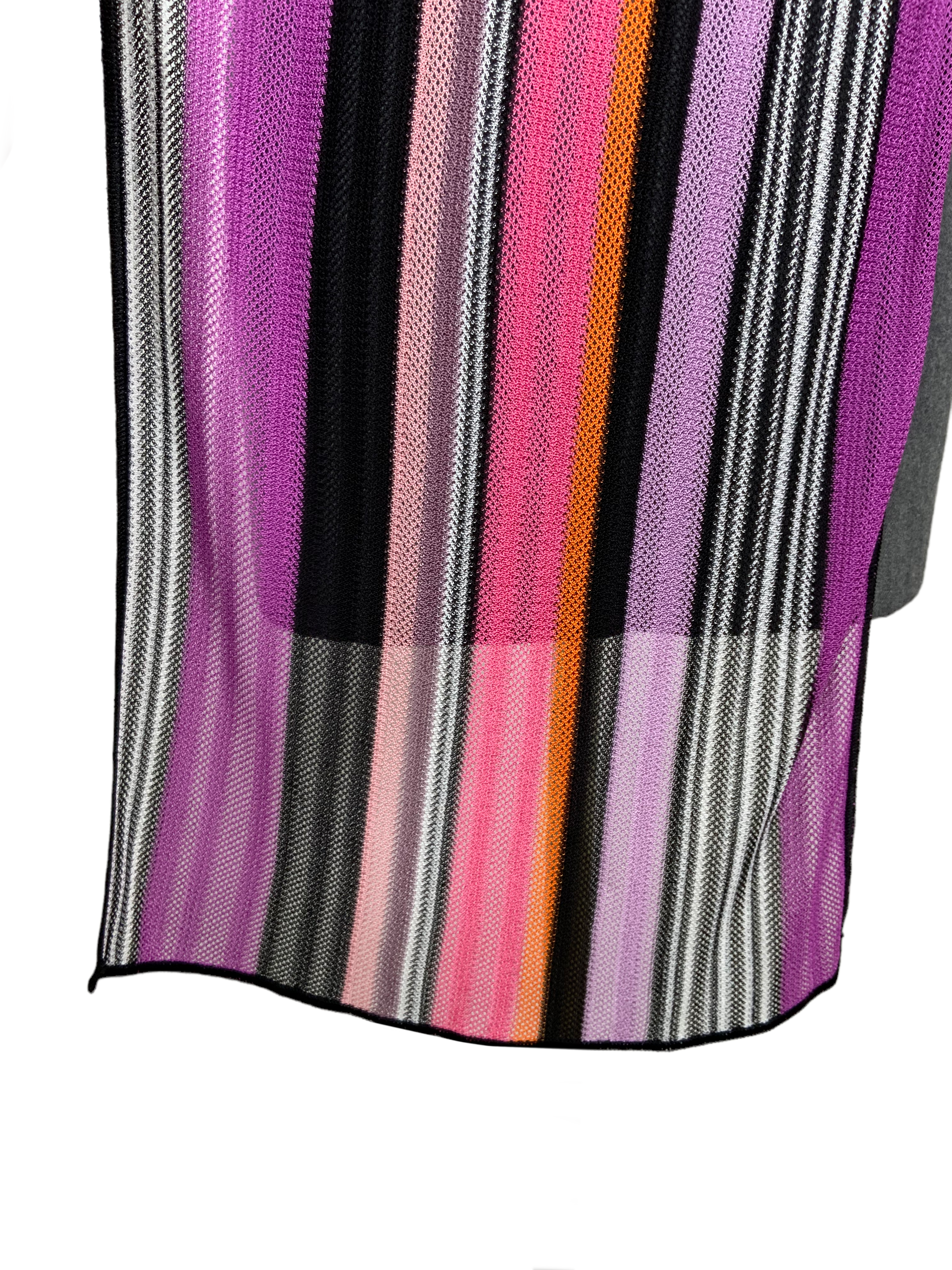 MISSONI Striped Silk Oblong Scarf - Luxury Fashion Accessory for Women, Elegant Wrap Shawl for Fall & Winter, Perfect for Office, Parties & Travel