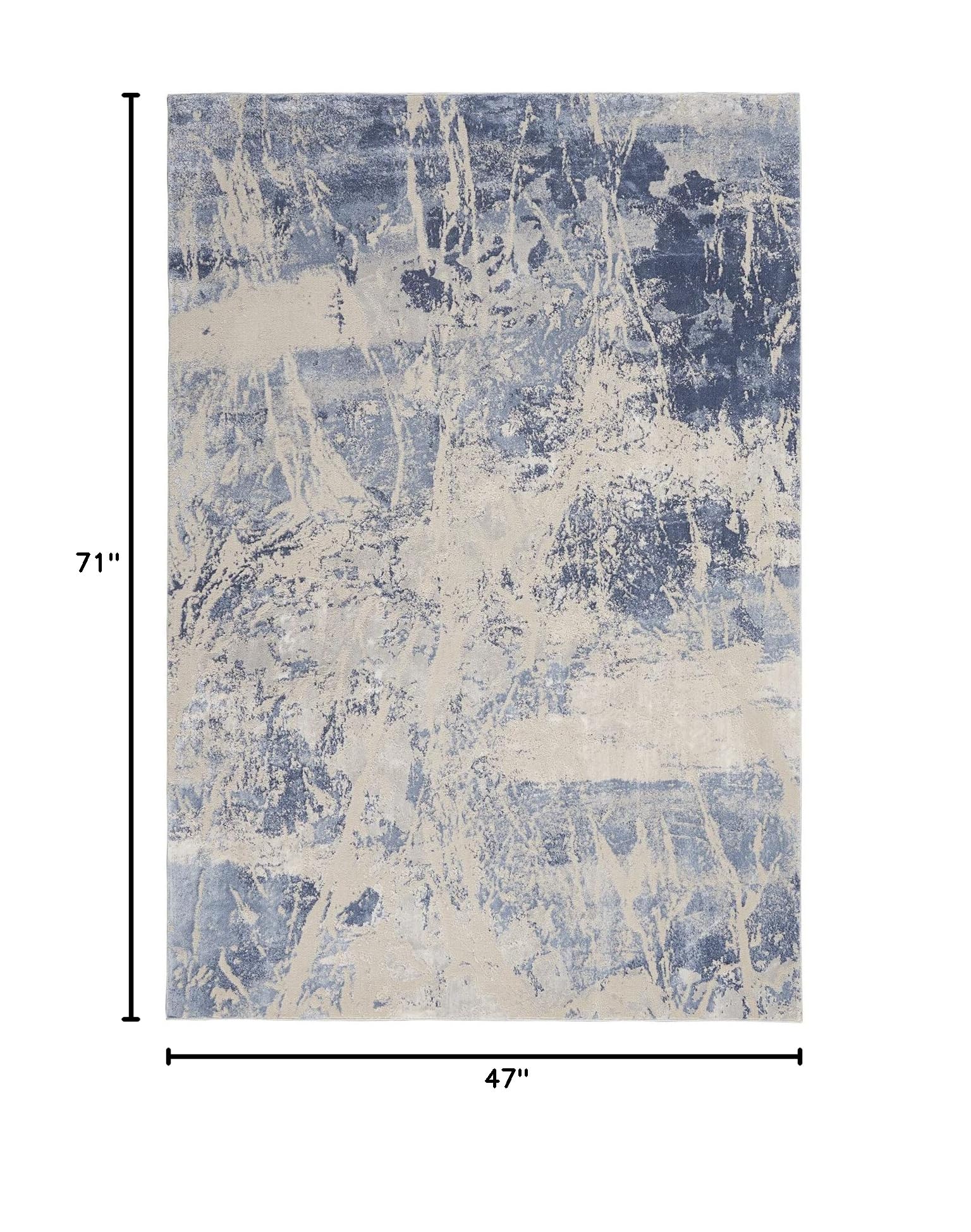 Nourison Sleek Textures Abstract Blue/Cream 3'11